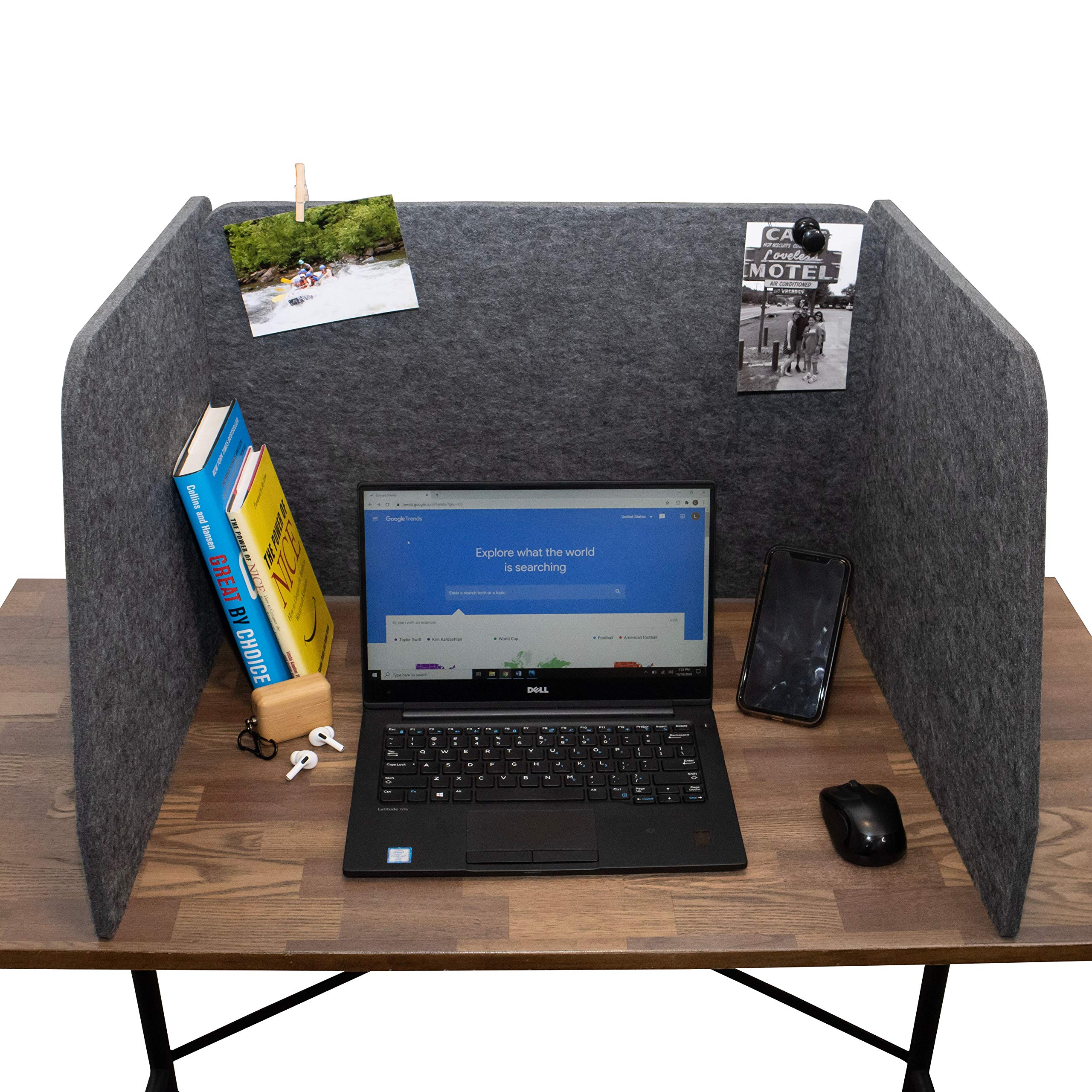 Noise Reducing Acoustic Partition Panel - Sound Absorbing Desk Divider for Home Office & Classroom - Privacy Screen for Remote Learning & Homeschooling - Ash Black Workspace Organizer for Computer Desks & Study Areas