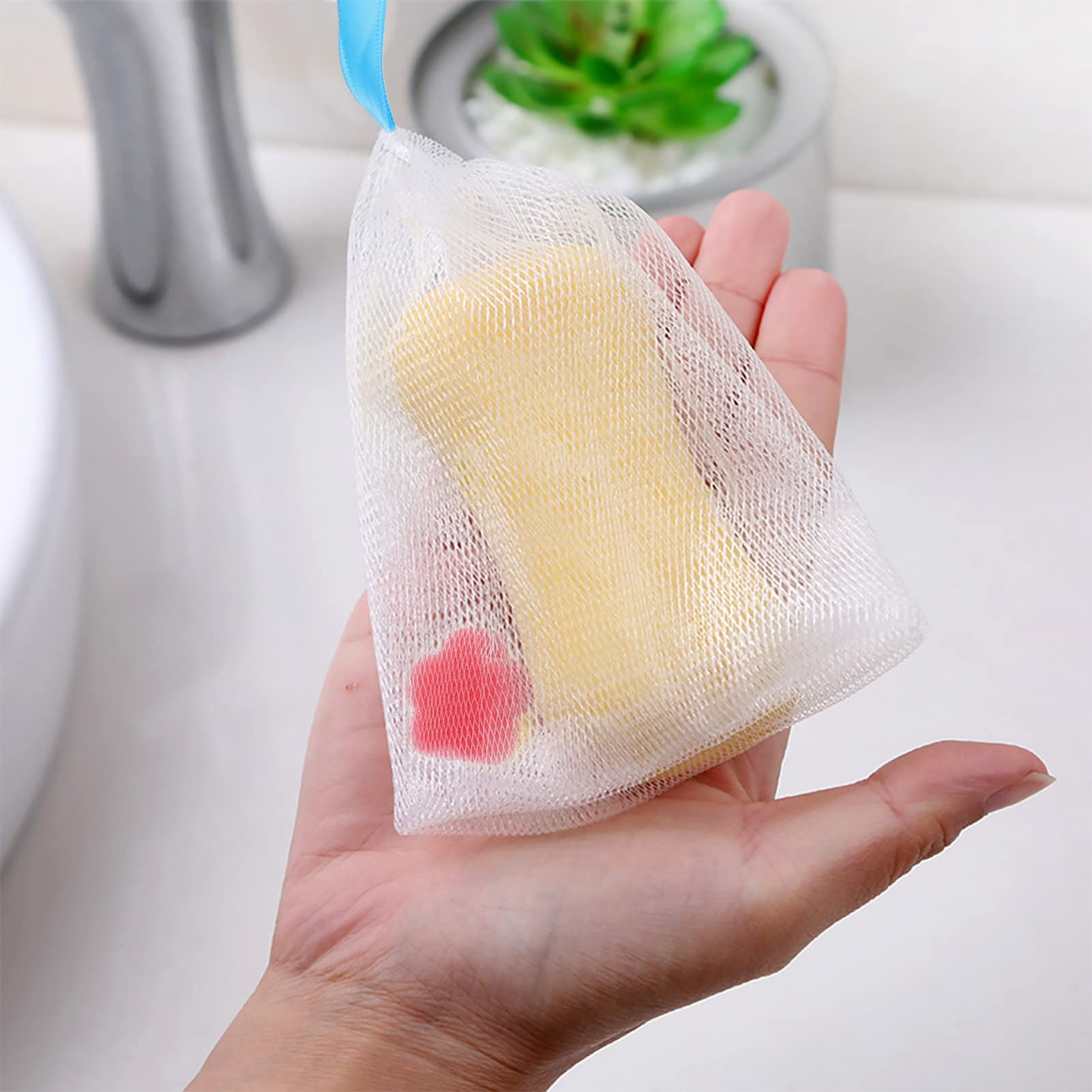FOMIYES Exfoliating Face Soap Pouch - 2 Pack Reusable Soap Net for Body & Facial Cleansing | Gentle Skin Scrubber for Shower, Travel & Daily Skincare Routine
