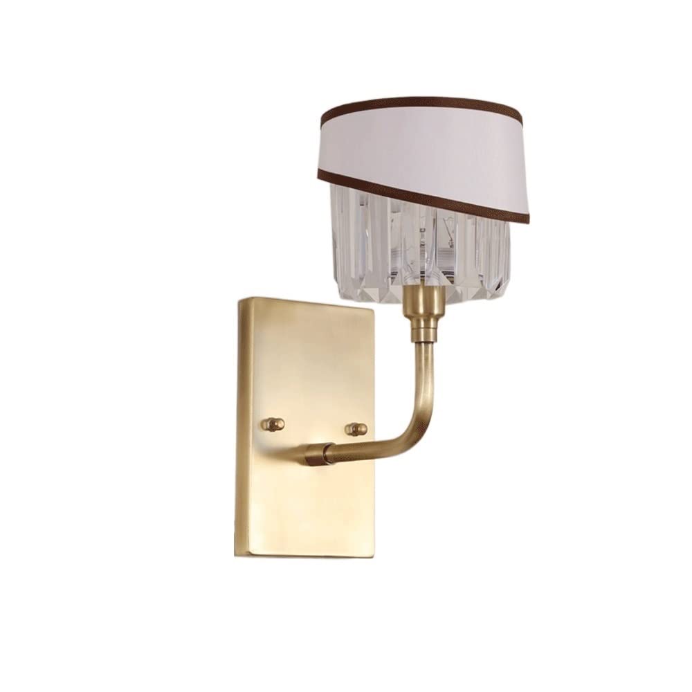 KUXY Modern Copper LED Wall Lamp - Energy Saving Bedside Light for Living Room, Bedroom, Corridor & Staircase - European American Style Fabric Fixture for TV Background & Home Decor