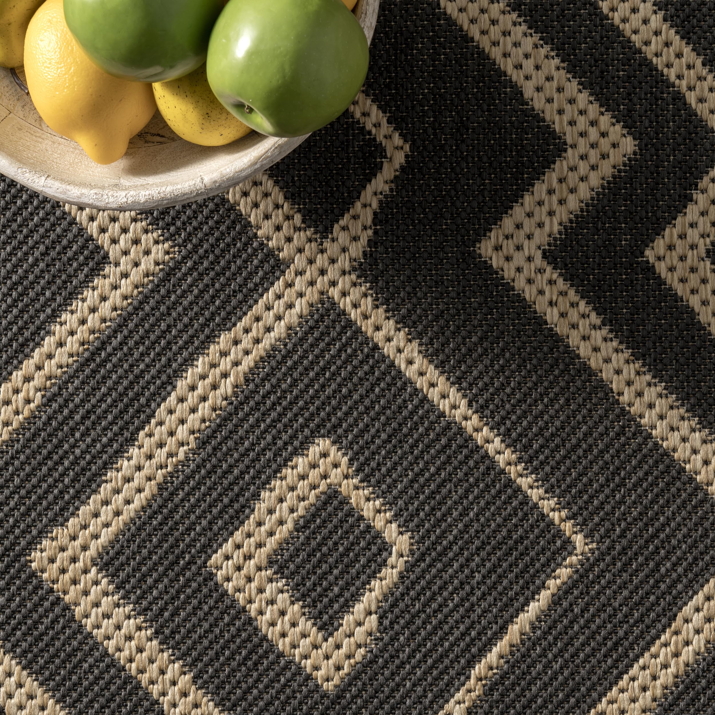 nuLOOM 4' x 6' Outdoor Performance Area Rug - Stain & Weather Resistant - High Traffic Durable - Perfect for Patio, Balcony & Deck - Sammi Charcoal - Ideal for Outdoor Entertaining & Relaxation
