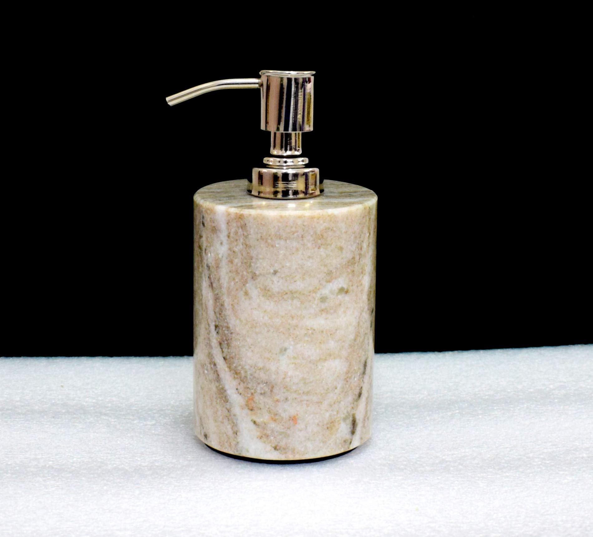 Natural Stone Liquid Soap Dispenser with Chrome Polish Pump - Handcrafted Stone Soap Dispenser for Bathroom, Kitchen, Luxury Hotel | Elegant Brown Home Decor for Spa, Guest Bath & Powder Room
