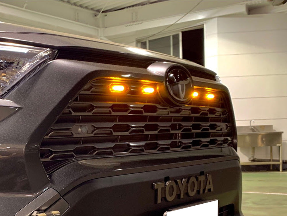 4-Piece Raptor Style Smoked Lens Amber LED Front Grille Light Kit - Universal Fit for Trucks & SUVs - Off-Road, Night Driving & Custom Styling