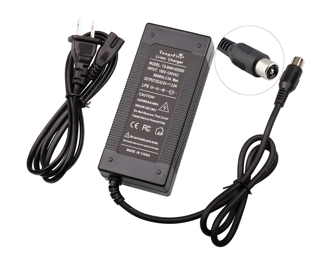 36V 42V 2A Lithium Battery Charger for Electric Bikes - 100-240V AC Input with RCA 10mm Lotus Plug - Compatible with 10S 36V Ebike (Not for Xiaomi Scooter) - Perfect for Commuting, Leisure Rides & Outdoor Adventures
