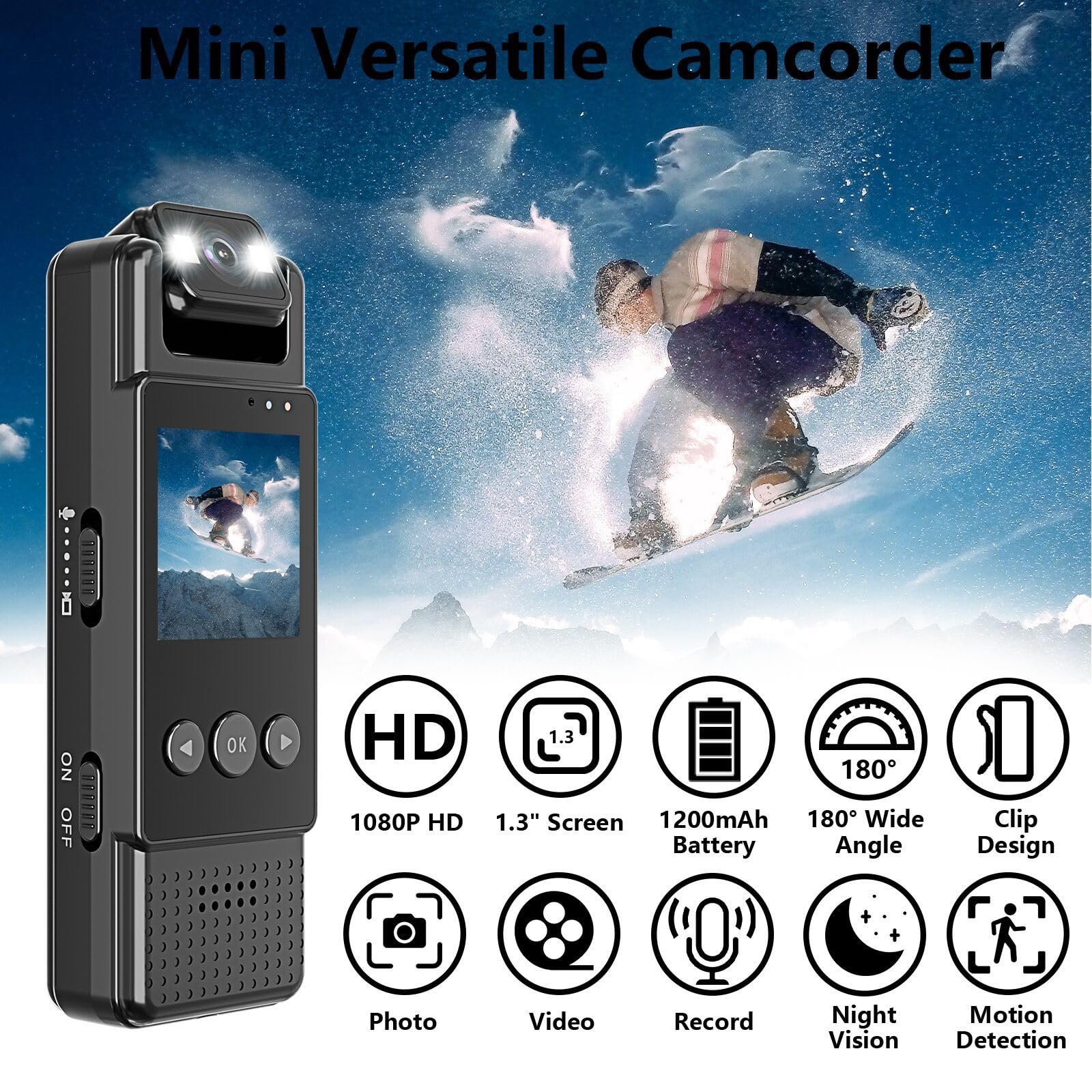 HOOLRZI Miniature Camera - 1080P HD Pocket Camcorder Video Recorder with Night Vision, Waterproof Design for Sports, Fitness & Outdoor Adventures | Perfect for Vlogging, Cycling, Skiing & Action Shots