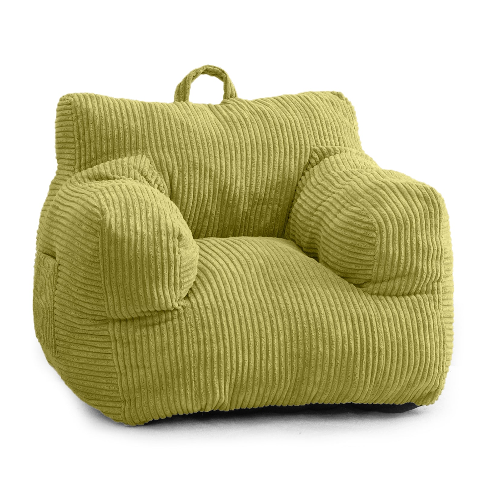 MAXYOYO Kids Bean Bag Chair - Soft Corduroy Bean Bag Couch with Armrests for Children's Bedroom, Playroom & Dorm (Green) - Perfect for Reading, Gaming & Relaxing
