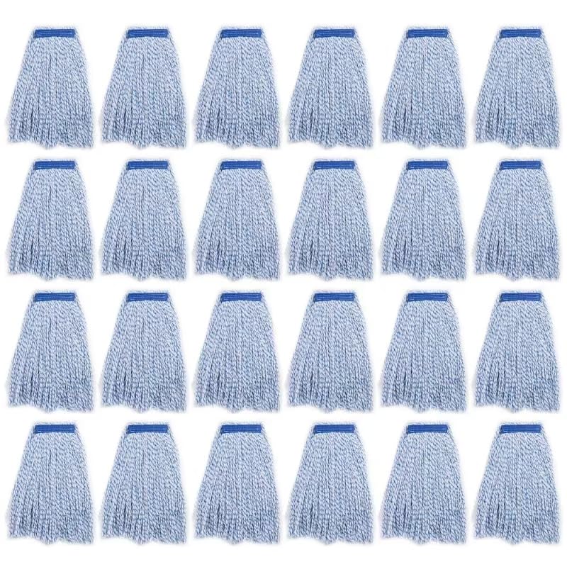 Heavy Duty Cotton Wet Mop Head - 24 Pack for Indoor & Outdoor Cleaning