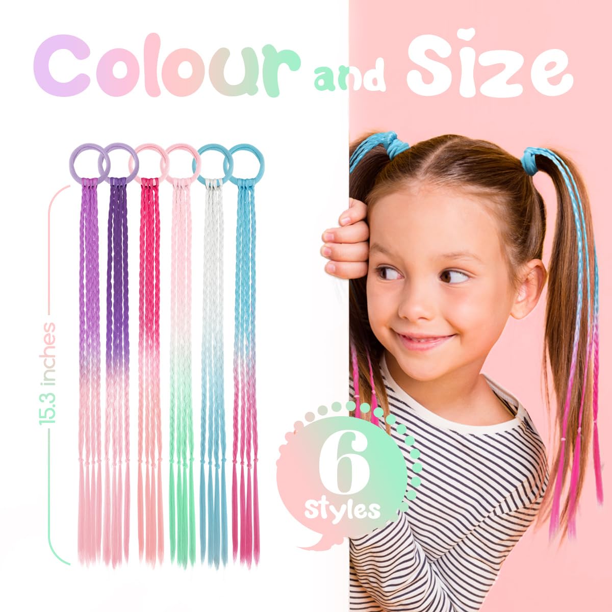Dreamlover Kids Hair Accessories Set - 12 Piece Colorful Hair Extensions & Clips for Girls | Perfect for Crazy Hair Day, School Events & Costume Parties