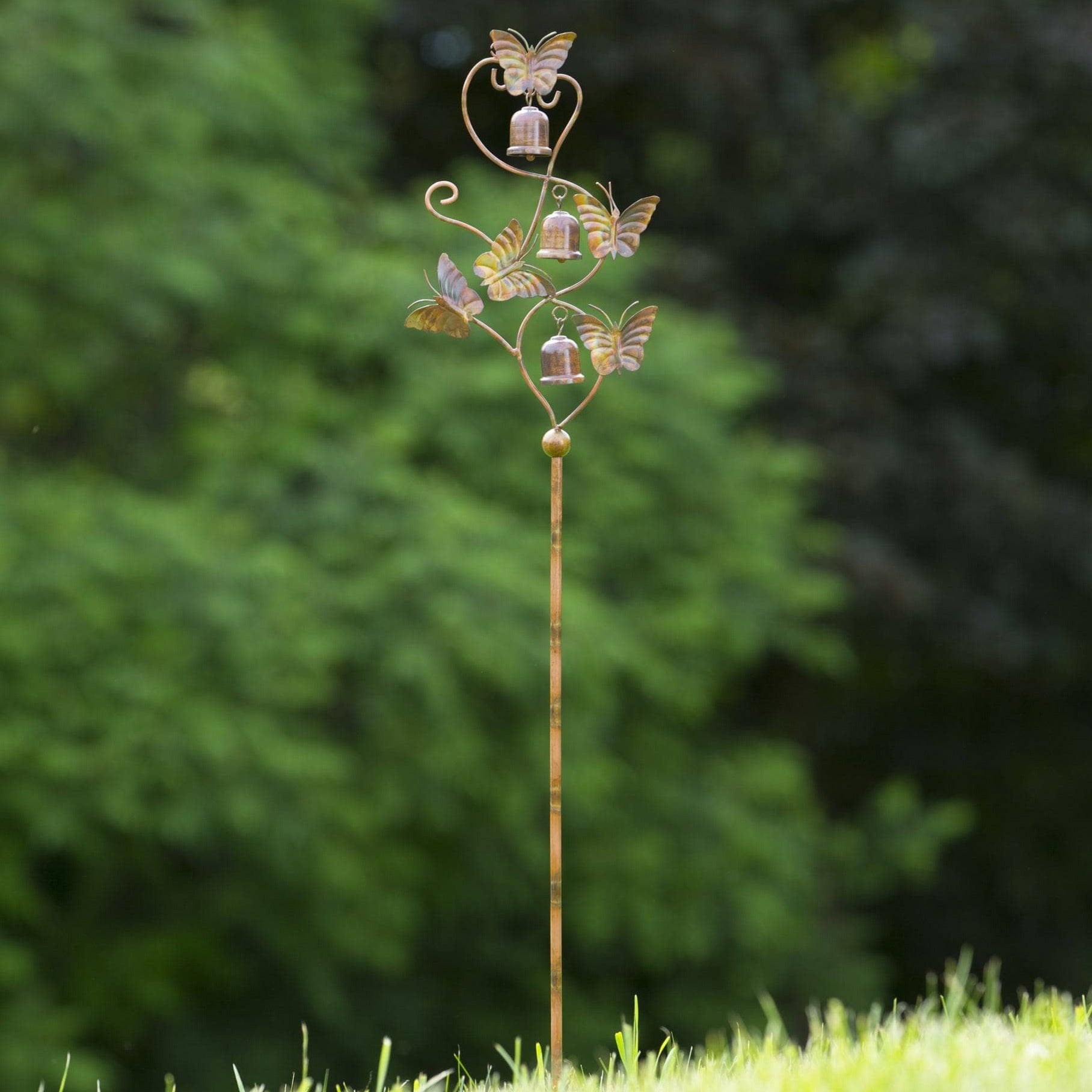 Decorative Scrolls and Butterflies Metal Garden Stake - Elegant Outdoor Yard Decor for Flower Beds, Patios, and Landscaping