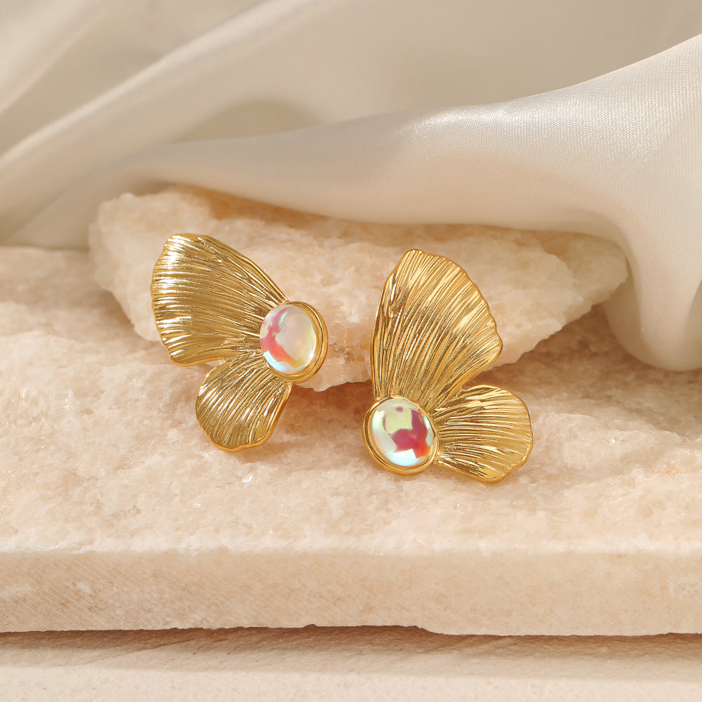 18K Gold Plated Chunky Butterfly Stud Earrings for Women - Fashion Jewelry Gift for Birthday, Anniversary & Valentine's Day | JDE004 | Perfect for Parties, Date Nights & Special Occasions