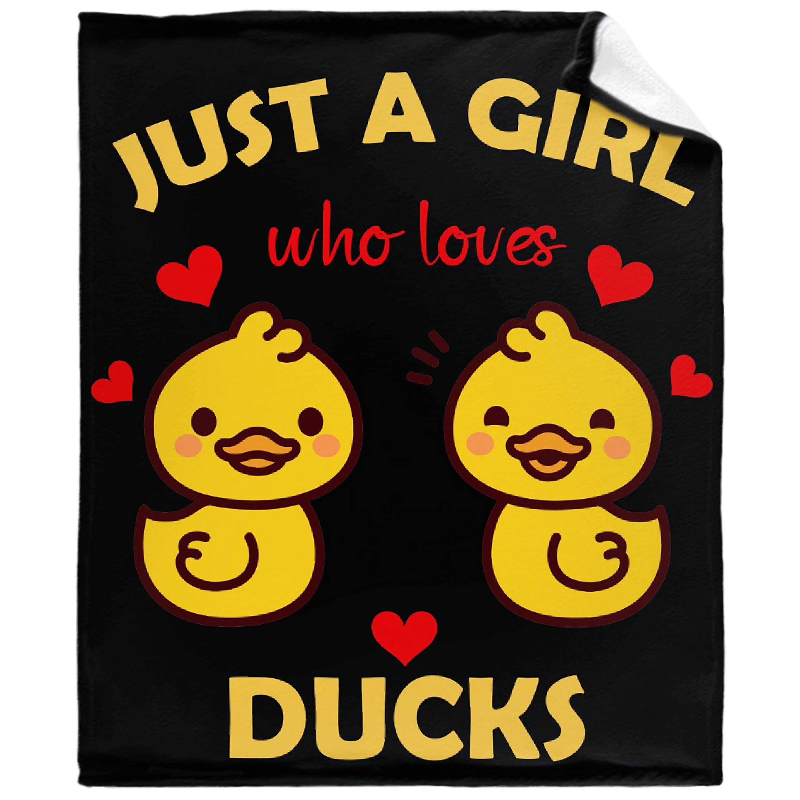 Cute Duck Lovers Flannel Throw Blanket - Super Soft Red Heart & Yellow Animal Design - Oversized 120x90 Inch Fleece Blanket for Bed, Sofa, Couch - Perfect Gift for Home, Beach Picnics & Outdoor Adventures