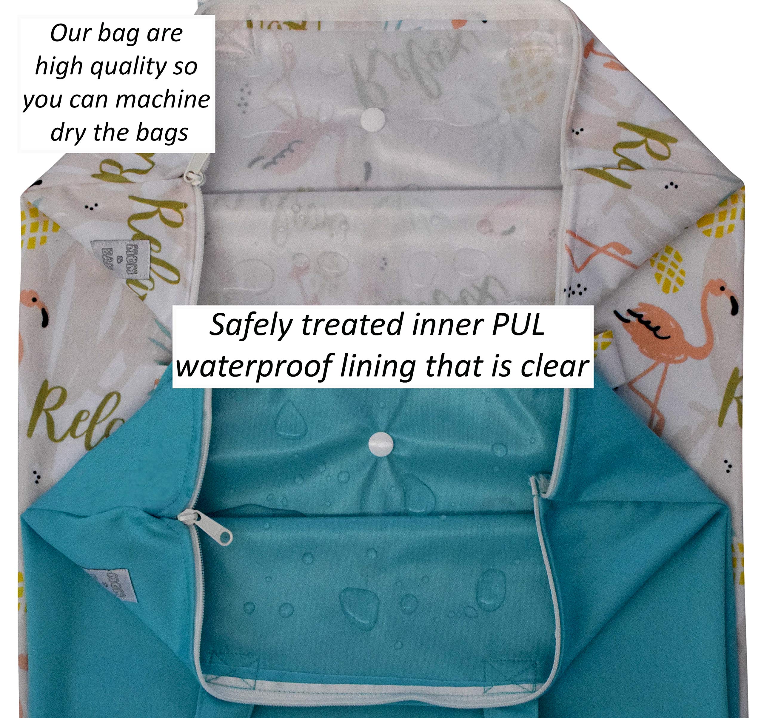 Waterproof Wet Bag for Cloth Diapers & Swimsuits - Odor Resistant Reusable Wet Dry Bag - Perfect for Diaper Bags, Travel, Gym & Beach (White & Green) - Ideal for Baby Care, Pool Days & On-the-Go Organization