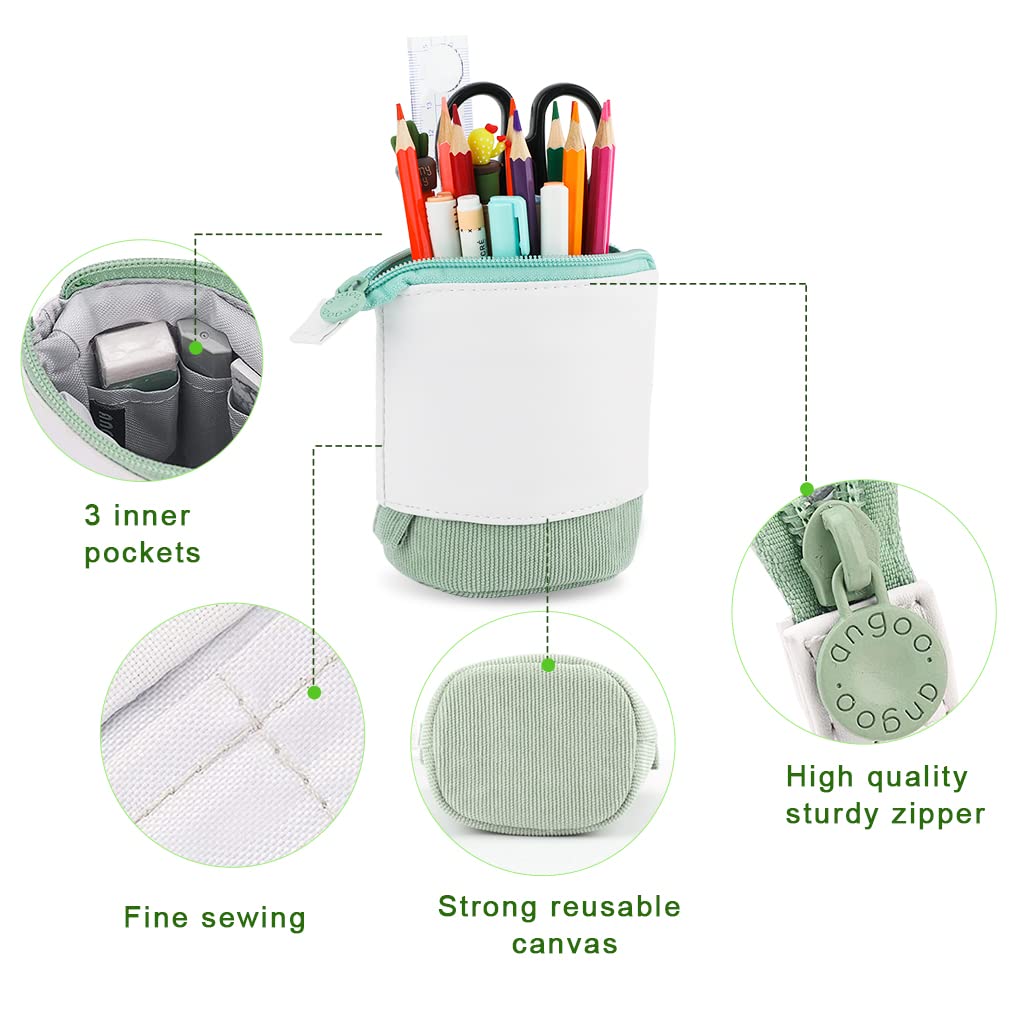 Oyachic Expandable Standing Pencil Case - Telescopic Pen Holder & Cosmetic Organizer for Women | Cute Makeup Pouch, School Supplies, Office Desk Accessories | Perfect for Students, Artists & Professionals