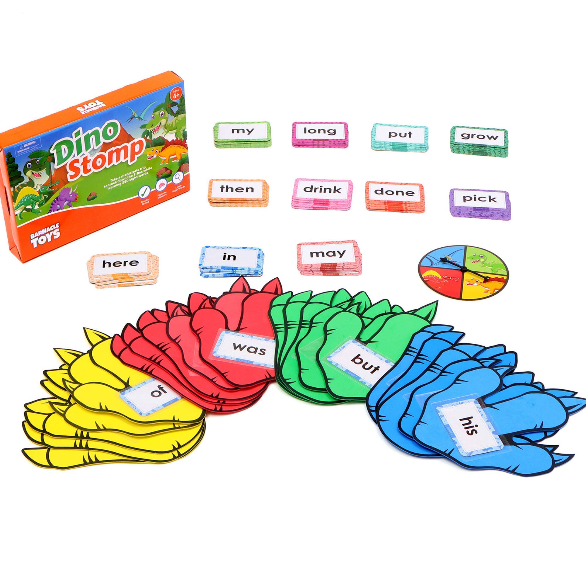 Dino Stomp Sight Words Flash Cards - Kindergarten Learning Games for Kids Ages 4-8 | Dolch Sight Words Reading Games | 1st Grade Learning Materials | Educational Toys for Classroom & Homeschool Reading Practice