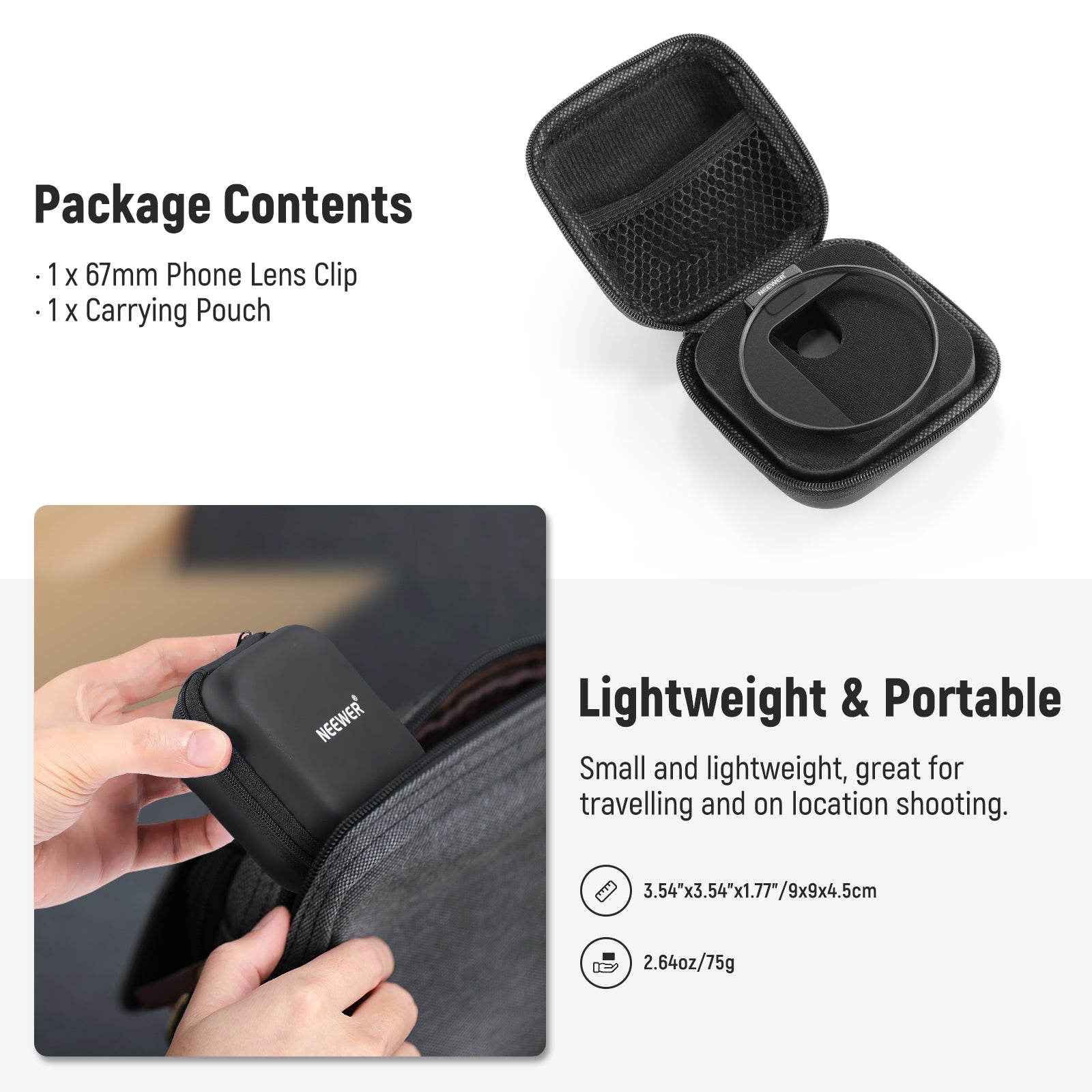 NEEWER LA006 Upgraded 67mm Universal Phone Lens Filter Mount - Compatible with iPhone, Samsung & Most Smartphones for Professional Photography & Videography