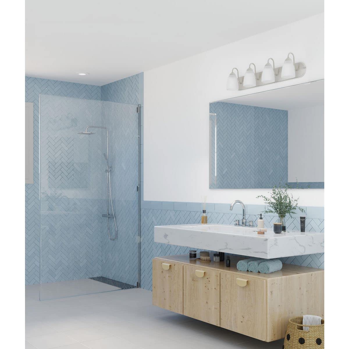 Progress Lighting P2709-09 Gather Bath & Vanity Light Fixture in Brushed Nickel Finish - Perfect for Bathroom Vanity, Powder Room, and Dressing Area Lighting