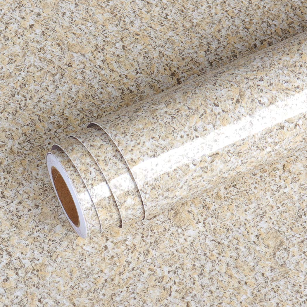 Livelynine 15.8 x 197 Inch Light Brown Granite Contact Paper - Waterproof Peel & Stick Vinyl Wrap for Countertops, Cabinets, Sink & Desk | Perfect for Kitchen, Bathroom & Office Renovation | Easy DIY Home Upgrade Solution