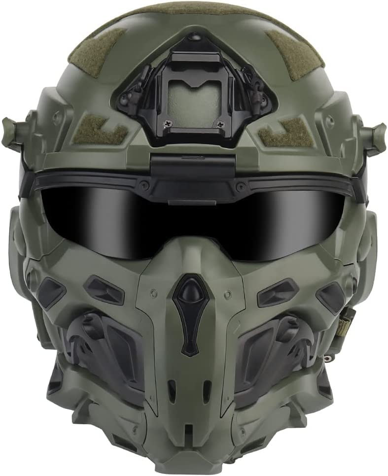 Tactical Airsoft Helmet with Built-in Headset & Anti-Fog Fan - Adjustable Sliding Goggles for Military Simulation, Outdoor Sports & Airsoft Games