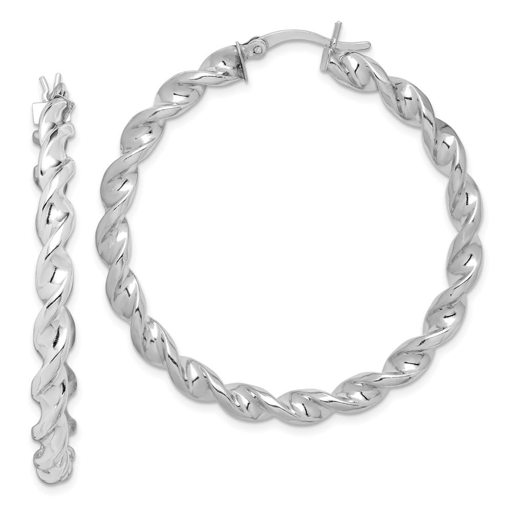 925 Sterling Silver Twist Hoop Earrings for Women - 1.54