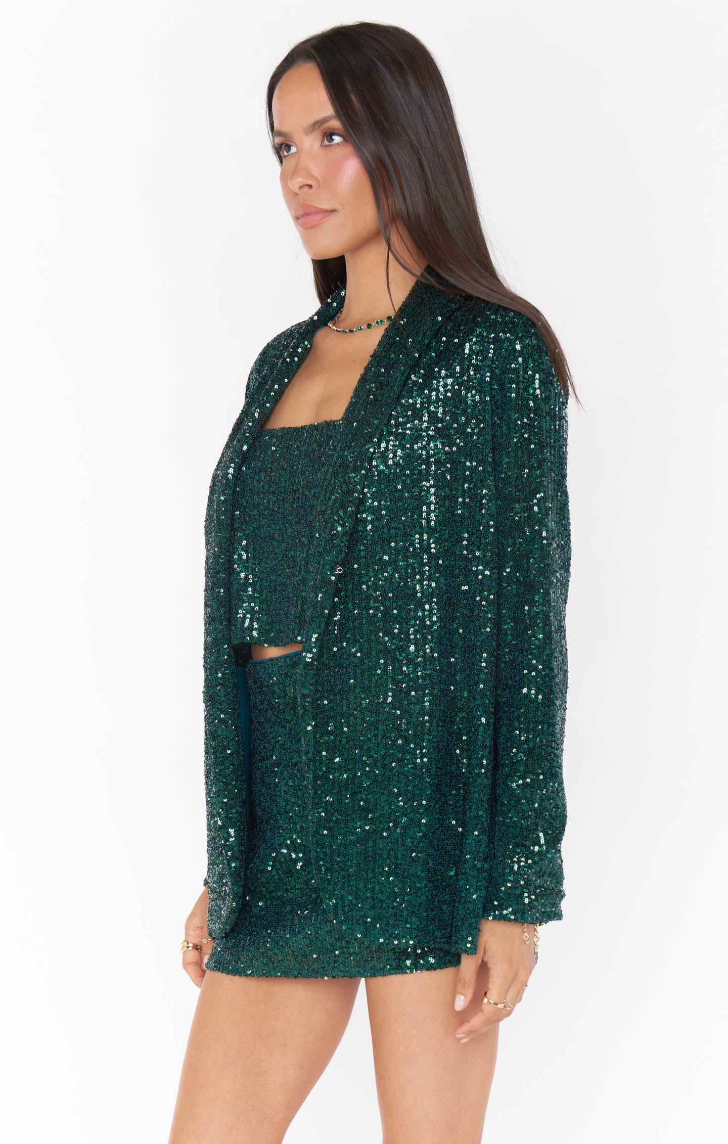 Emerald Sequins Dance Blazer for Women - Sparkly Party Jacket for Performances, Weddings & Special Events