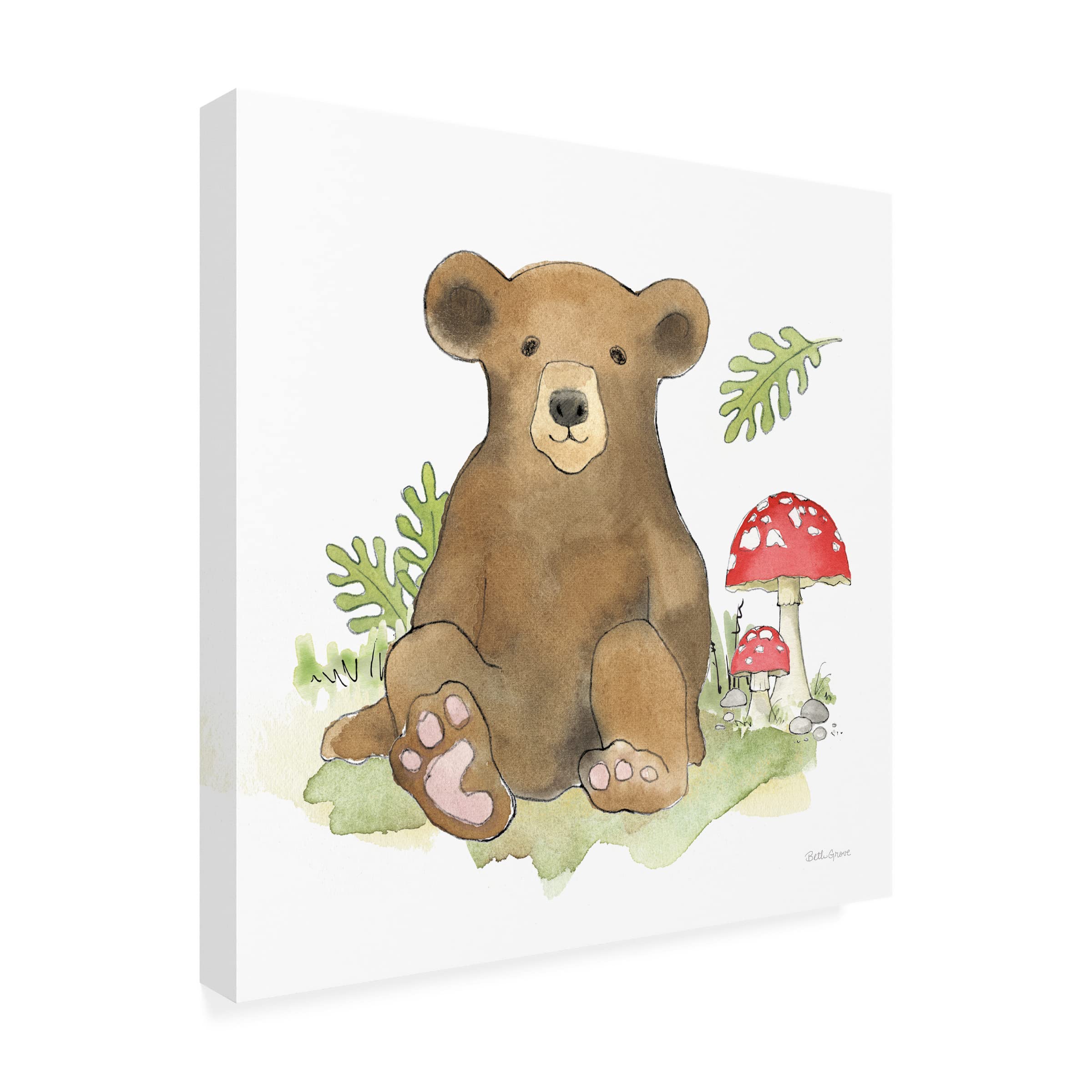 Beth Grove 'Baby Woodland II' Canvas Wall Art Print - Nursery Decor, Baby Room Wall Decor, Woodland Animal Nursery Art for Boys & Girls