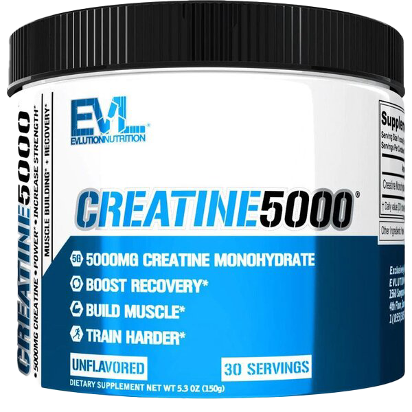 EVLution Nutrition Creatine 5000 Powder - 150g Unflavored Micronized Creatine Monohydrate for Muscle Growth & Strength | Pre-Workout & Post-Workout Supplement for Athletes & Bodybuilders