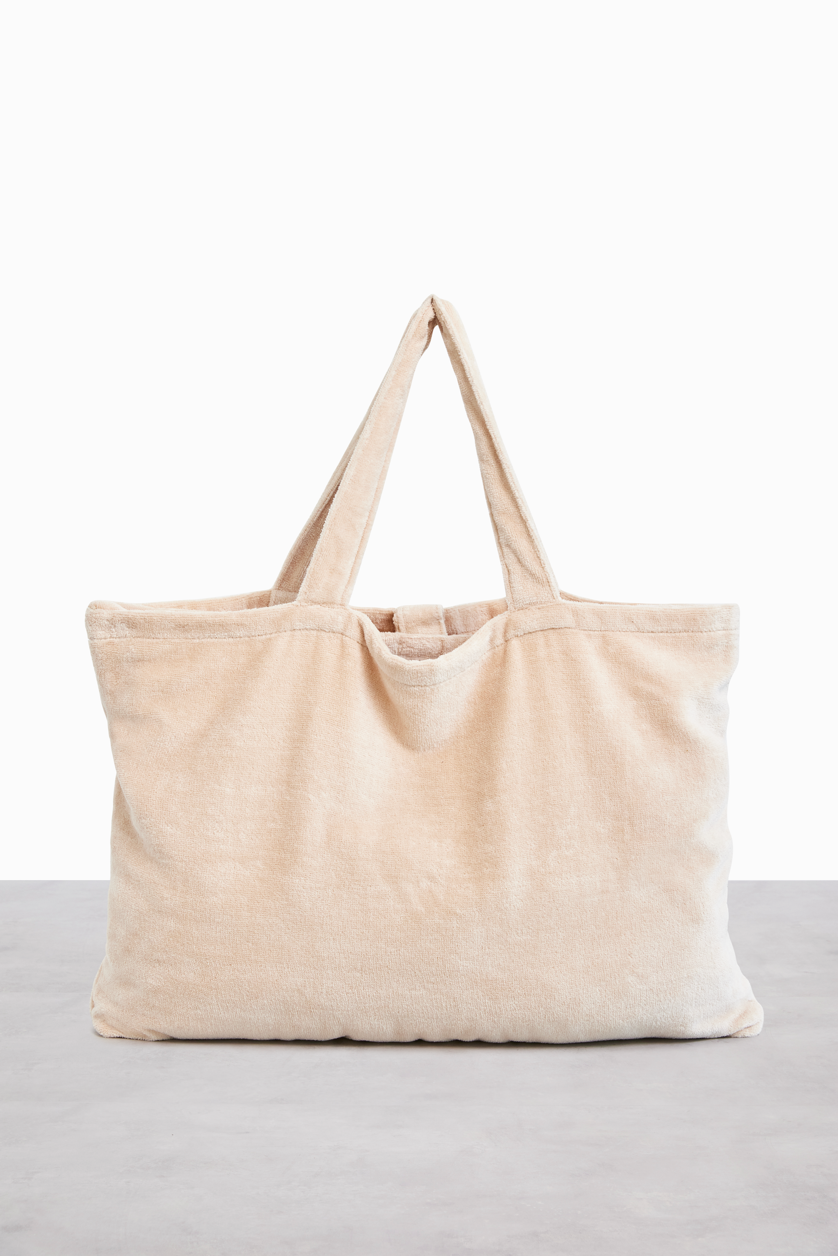 Premium Beige Terry Towel Tote Bag - Soft Cotton Beach Tote for Women - Perfect for Pool, Gym & Shopping