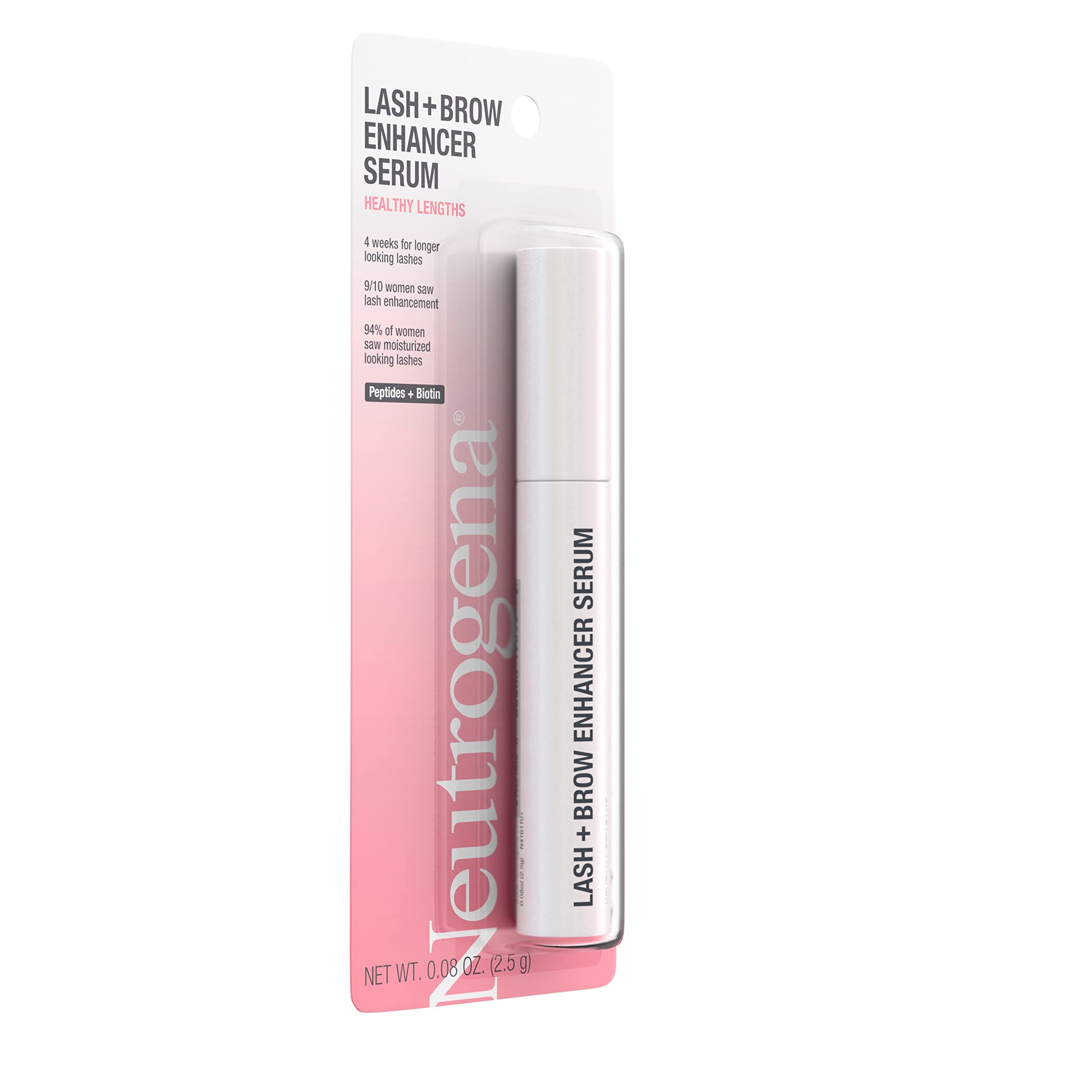 Neutrogena Healthy Lash + Brow Enhancer Serum with Biotin & Peptides - Nourishing & Conditioning Treatment for Thicker Lashes & Eyebrows - 0.08 oz - Perfect for Daily Use to Boost Lash & Brow Growth Naturally