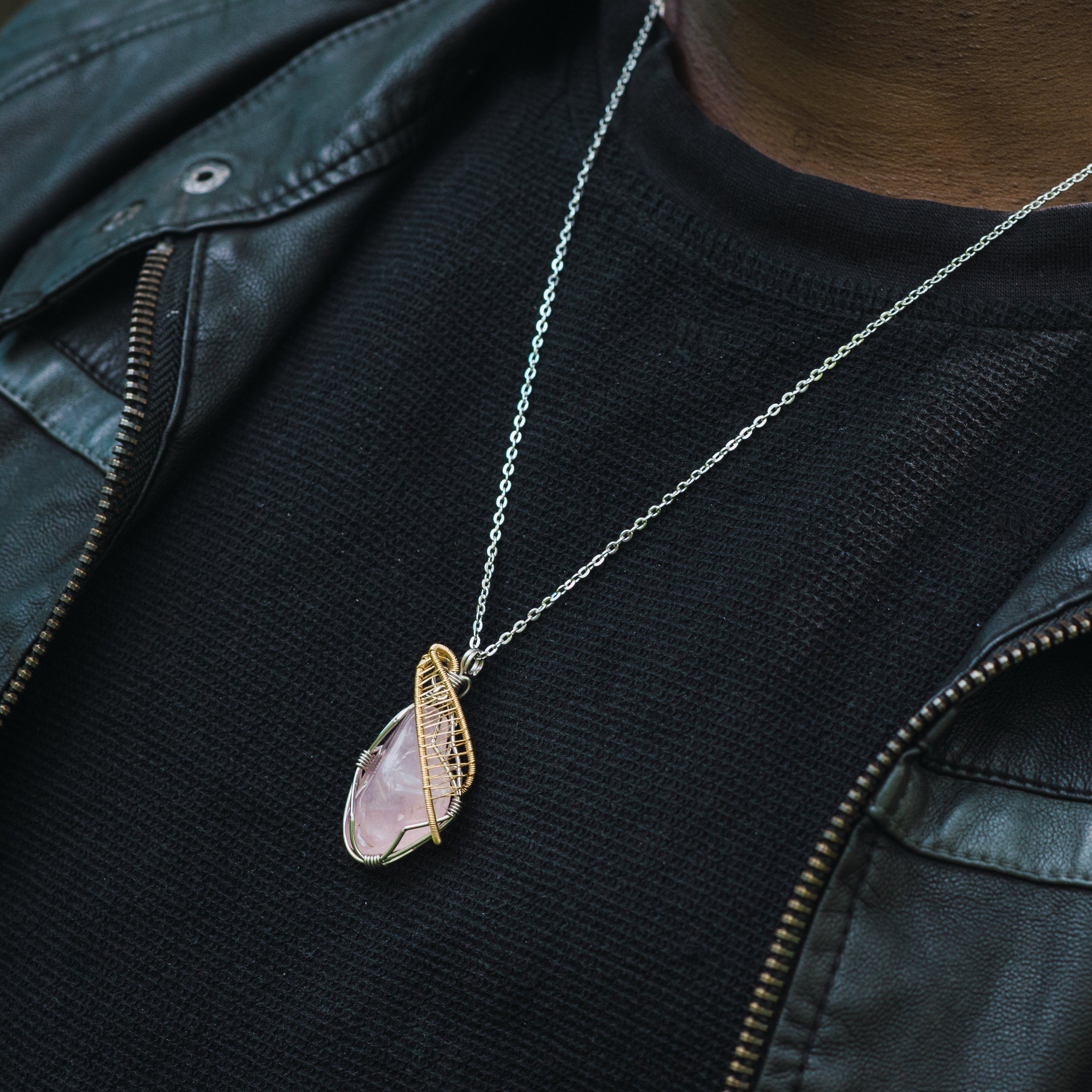 Gold Rose Quartz Crystal Necklace - 14K White Gold/Gold Plated Jewelry for Women | Elegant Gift for Valentine's Day, Anniversary & Special Occasions