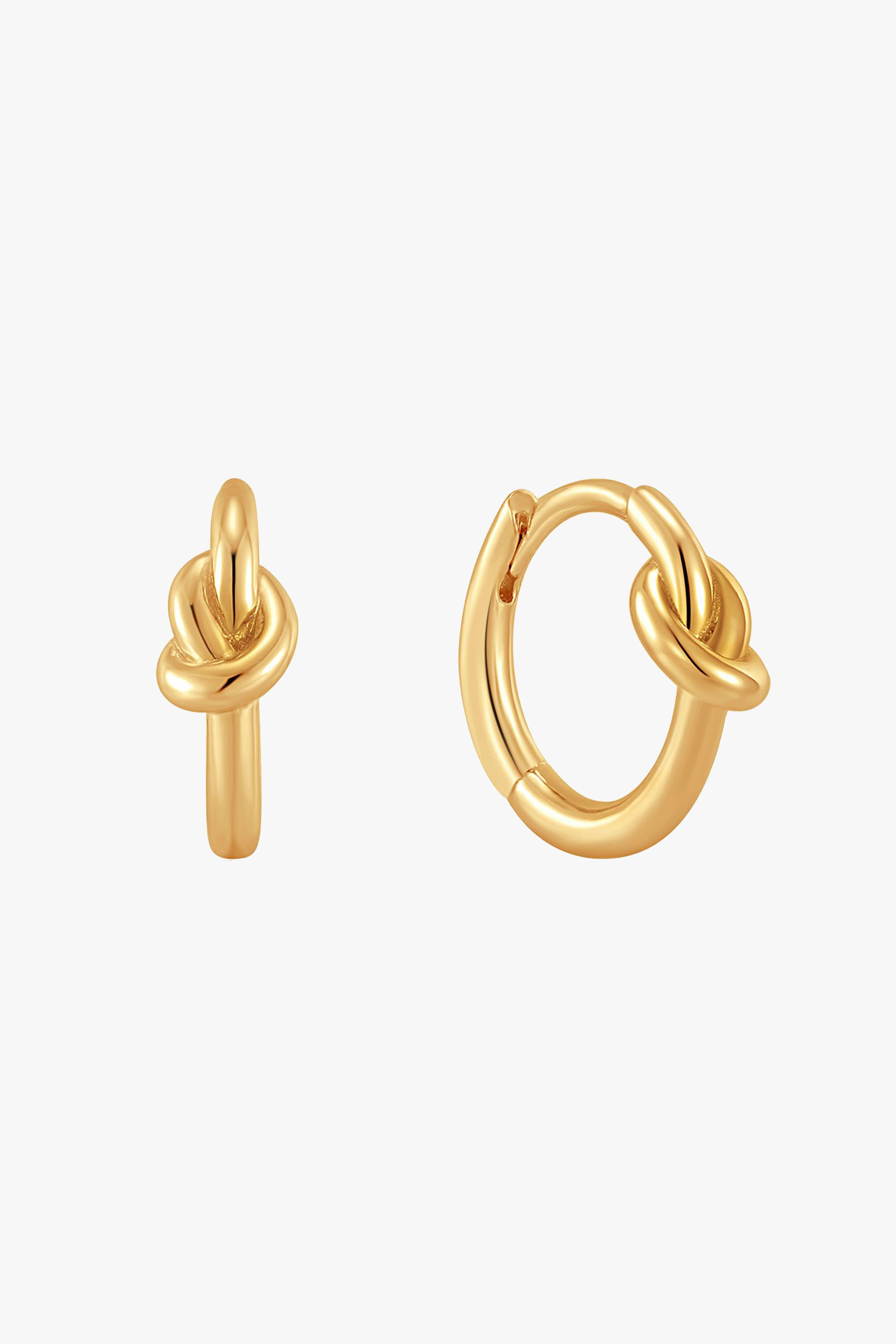 Forget Me Knot Huggie Hoop Earrings - 12mm Gold EOL Jewelry for Everyday Wear & Special Occasions