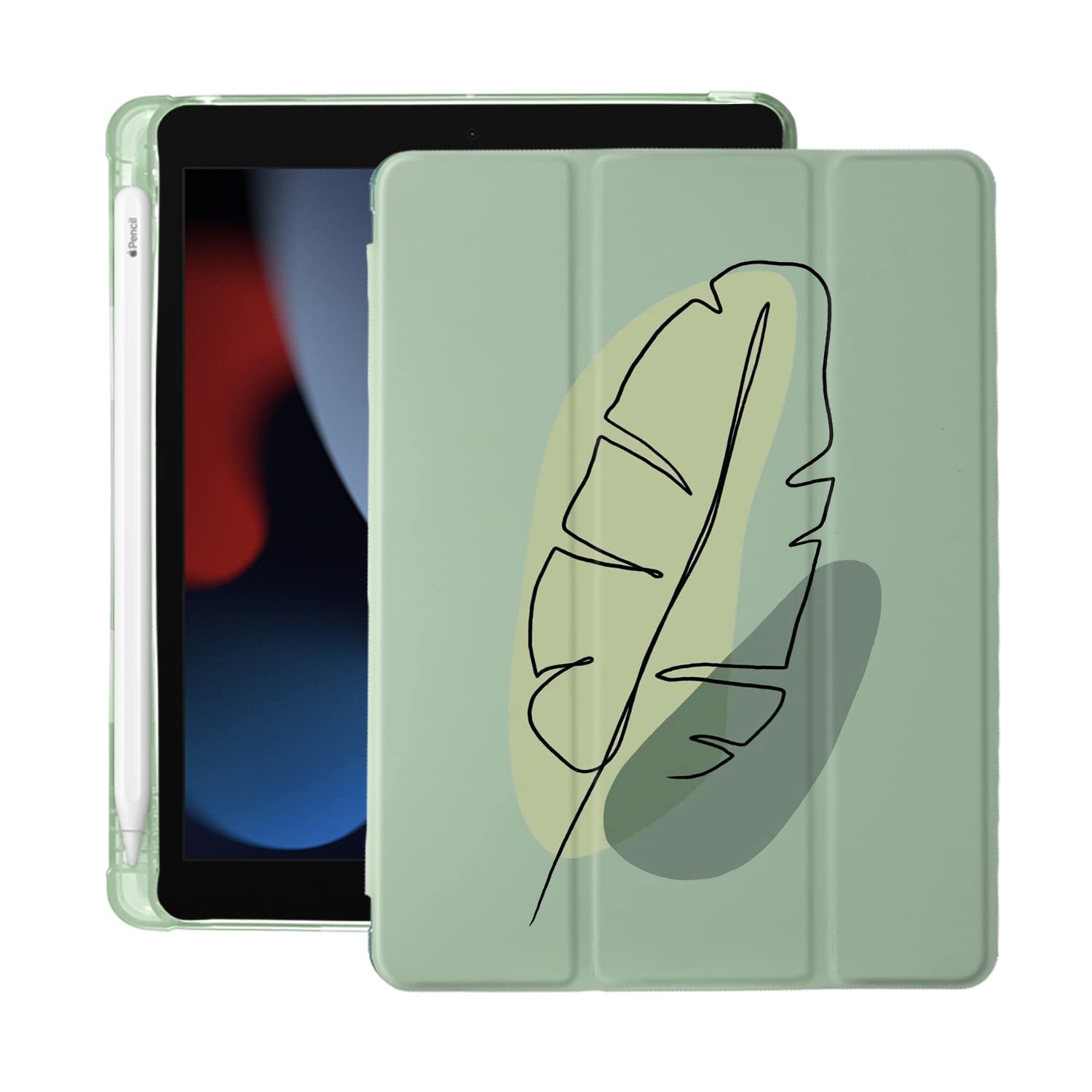 Premium Leather TPU iPad Air 3 Case with Pencil Holder - Auto Sleep/Wake Feature - Compatible with iPad Pro 10.5 Inch (2017 Model) - Green Leaf Design - Perfect for Work, Travel & Everyday Protection