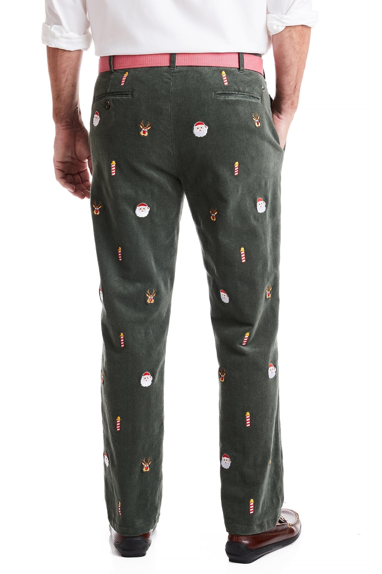 Beachcomber Corduroy Pants for Women - Olive Green Winter Trousers with North Pole Style | Cozy Casual Outfit for Cold Weather & Holiday Travel