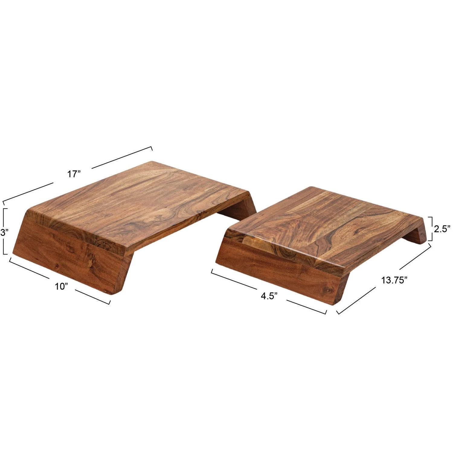 Acacia Wood Nesting Pedestals - Stackable Wooden Display Stands for Home Decor, Kitchen, Bathroom & Office Organization | Rustic Modern Style