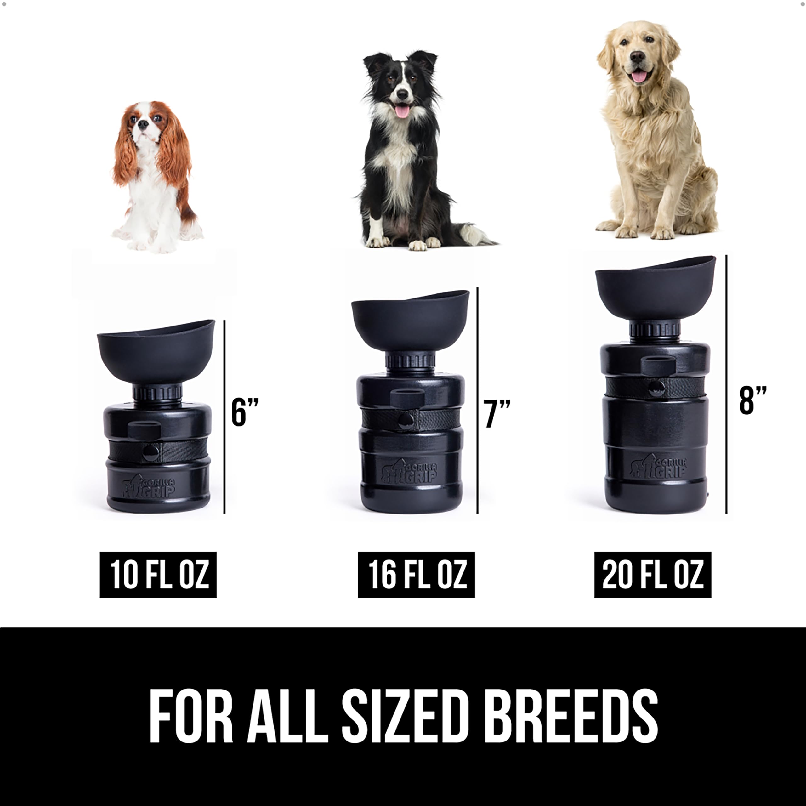 GORILLA GRIP 12oz Leak Proof Dog Water Bottle with Portable Bowl - BPA Free Food Grade Silicone Pet Travel Water Dispenser for Hiking, Camping & Outdoor Adventures - Essential Puppy Accessories for Active Dogs