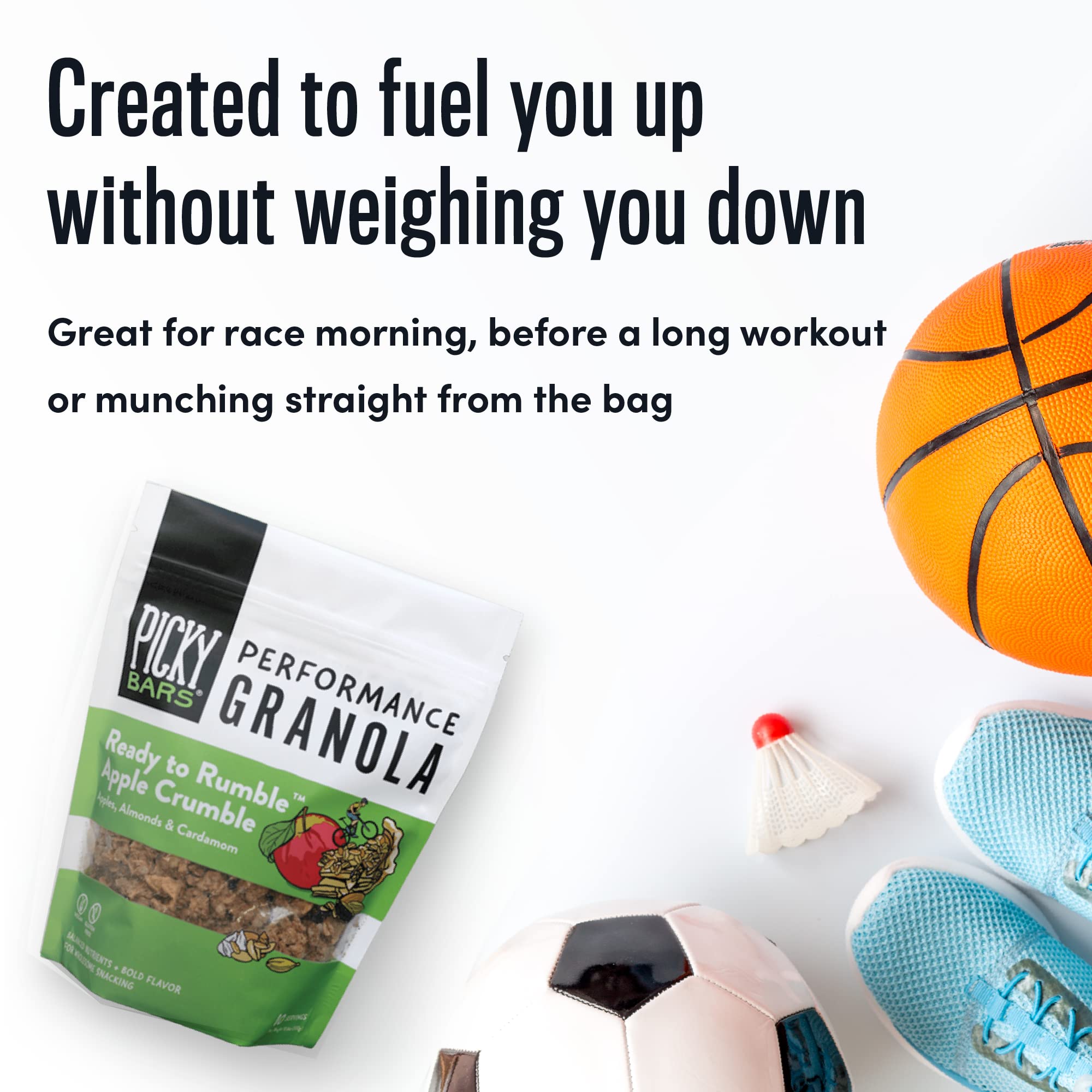 Picky Bars Performance Protein Granola - Gluten Free, Non-GMO, Vegan, Apple Crumble Flavor - 10.6 Oz (10 Servings) | High Protein Snack for Athletes, Hiking & Post-Workout Recovery