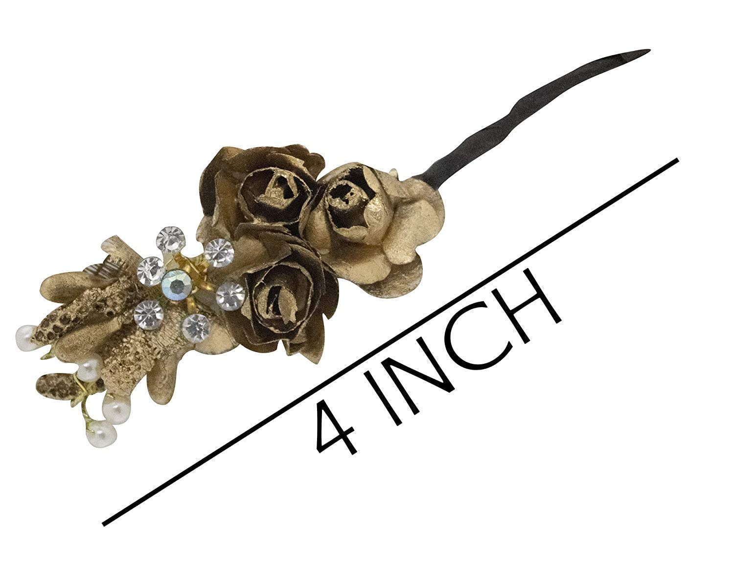 Elegant Golden Hair Bun Pins for Women & Girls - AASA Hair Accessories for Updos, Weddings & Special Occasions
