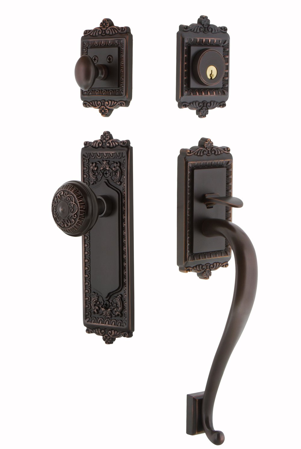 Nostalgic Warehouse 727729 Egg and Dart S Grip Entry Door Handle Set & Knob, 2.75