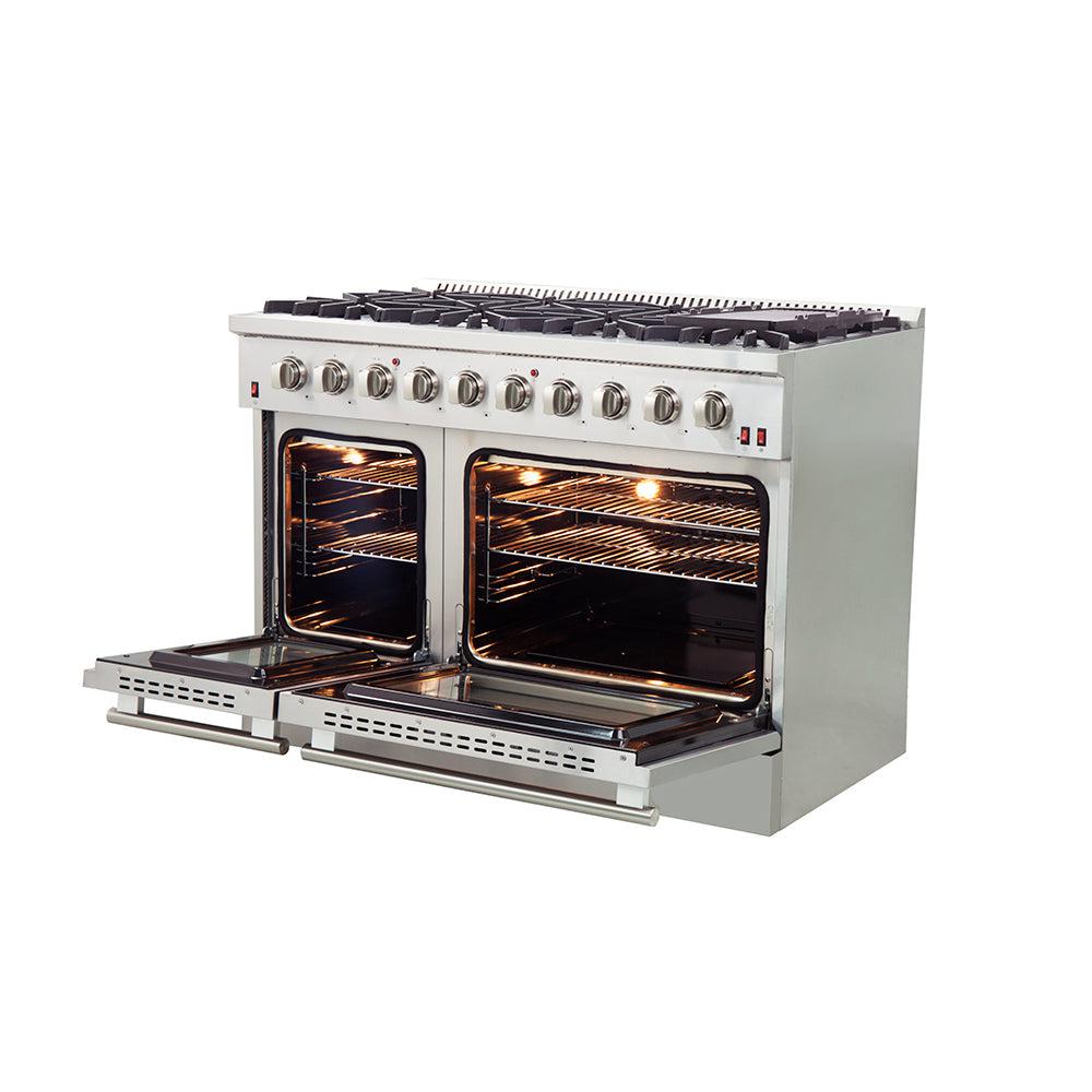Forno Galiano Professional 48-inch 6.58 cu. ft. Stainless Steel Gas Range with 4 Burner Stove & Convection Oven - Perfect for Home Kitchen & Restaurant Cooking (Model FFSGS6244)