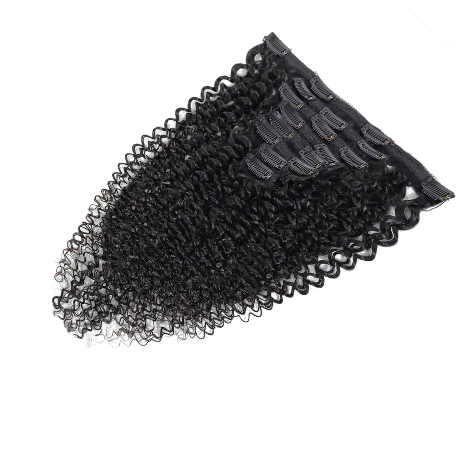 Kinky Curly Clip-In Human Hair Extensions - 1 Set 3C/4A Curly Wave Weft (8 Pieces/Lot, 20