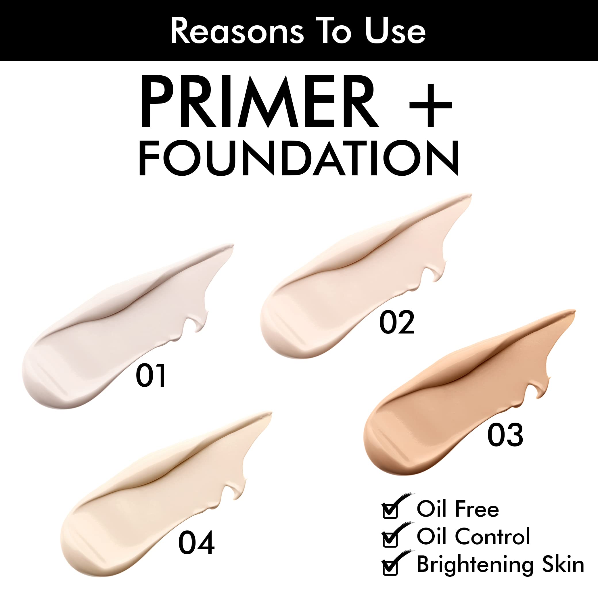 COLORS QUEEN Oil-Free Primer & Foundation - Natural Brightening, Waterproof, Long-Lasting Matte Finish Liquid Makeup for Oily Skin (02 Natural Ivory) | Daily Wear, Special Occasions, Hot & Humid Weather