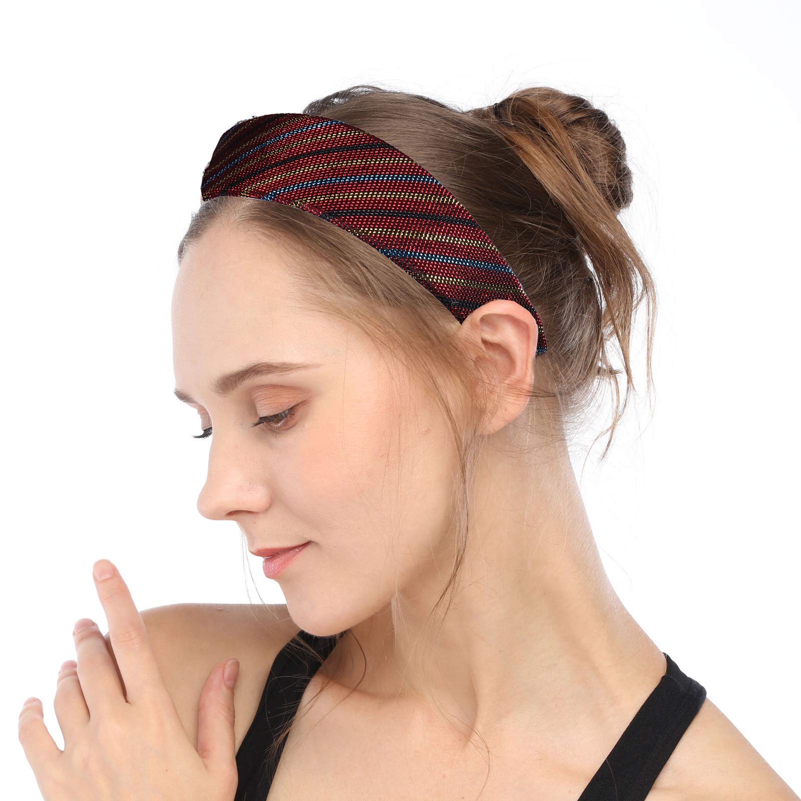YiyiLai 5 Pack Gold Thread Stripes Headbands for Women - Fashion Hair Wraps & Hoops Accessories - Perfect for Yoga, Running, Workouts & Daily Wear