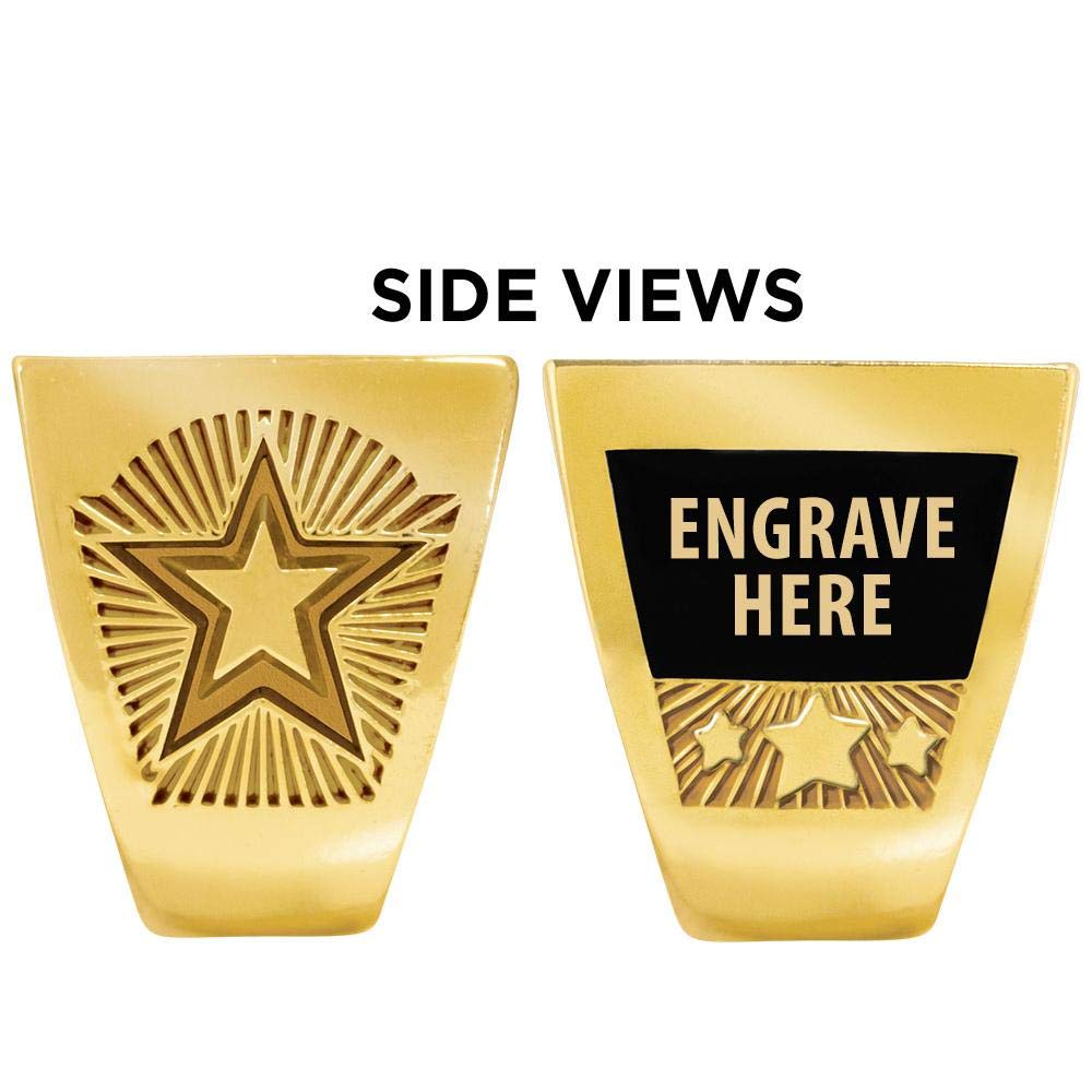 Custom Engraved Gold Basketball Championship Ring - Personalized Premiere Crown Awards Trophy Ring for Players & Teams - Perfect for NBA, College, High School Basketball Awards & Gifts