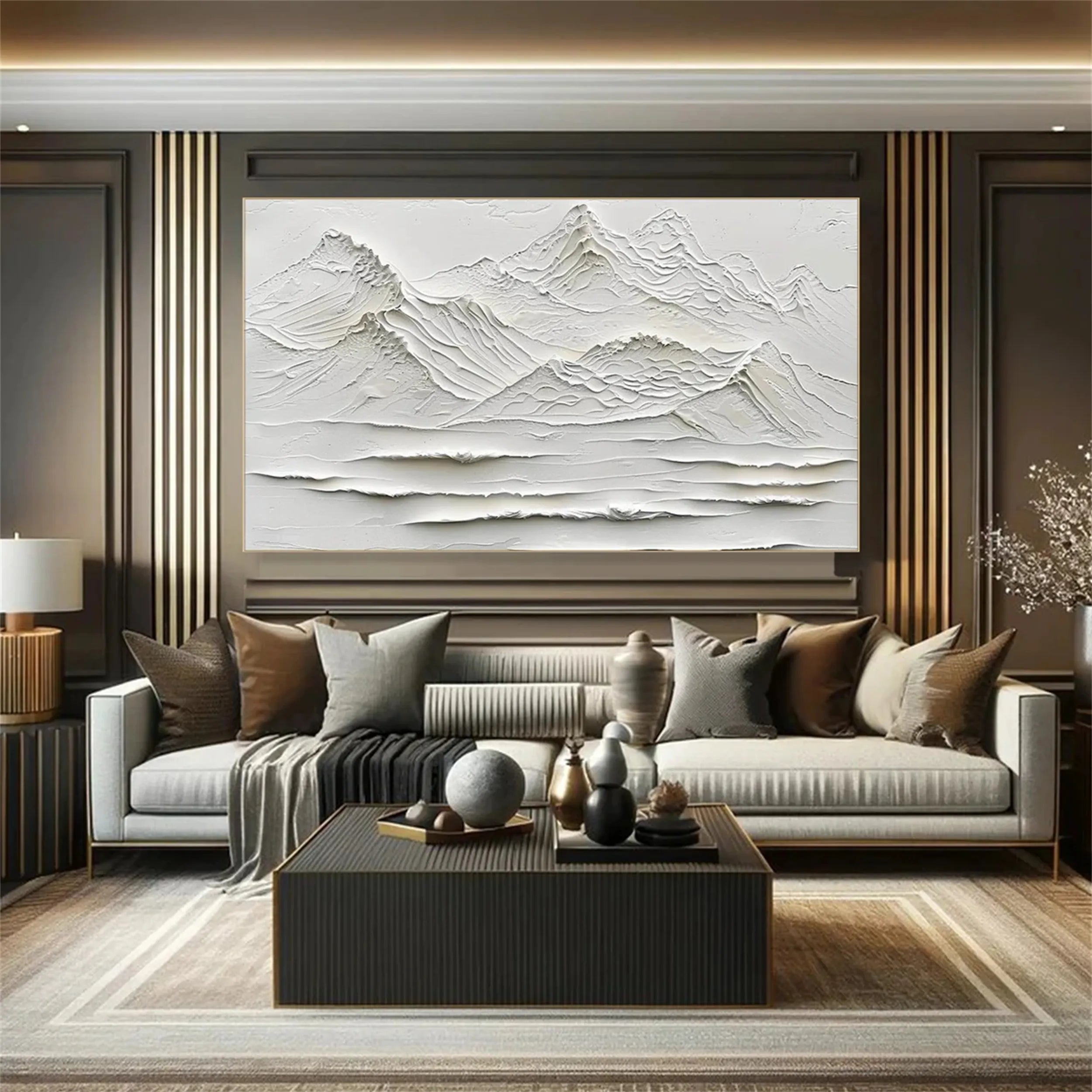 White Minimalist Textured Painting Canvas - Modern Abstract Wall Art for Living Room & Bedroom Decor - Premium Quality Artist Canvas #MM247