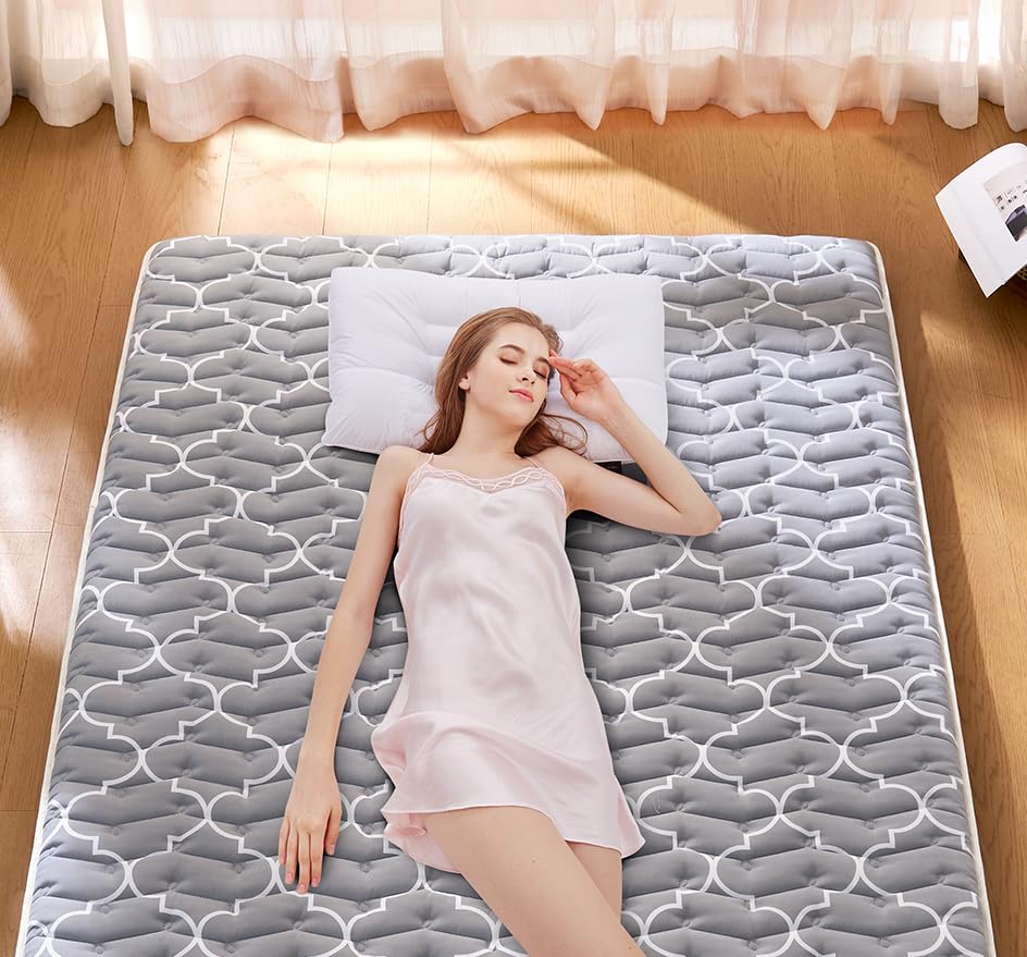 Premium Japanese Floor Mattress Futon - 100% High Density Comfortable Foam Tatami Mat Sleeping Pad - Thick Portable Bed for Kids & Adults - Guest Room, Dorm, Camping & Travel - Full Size 80