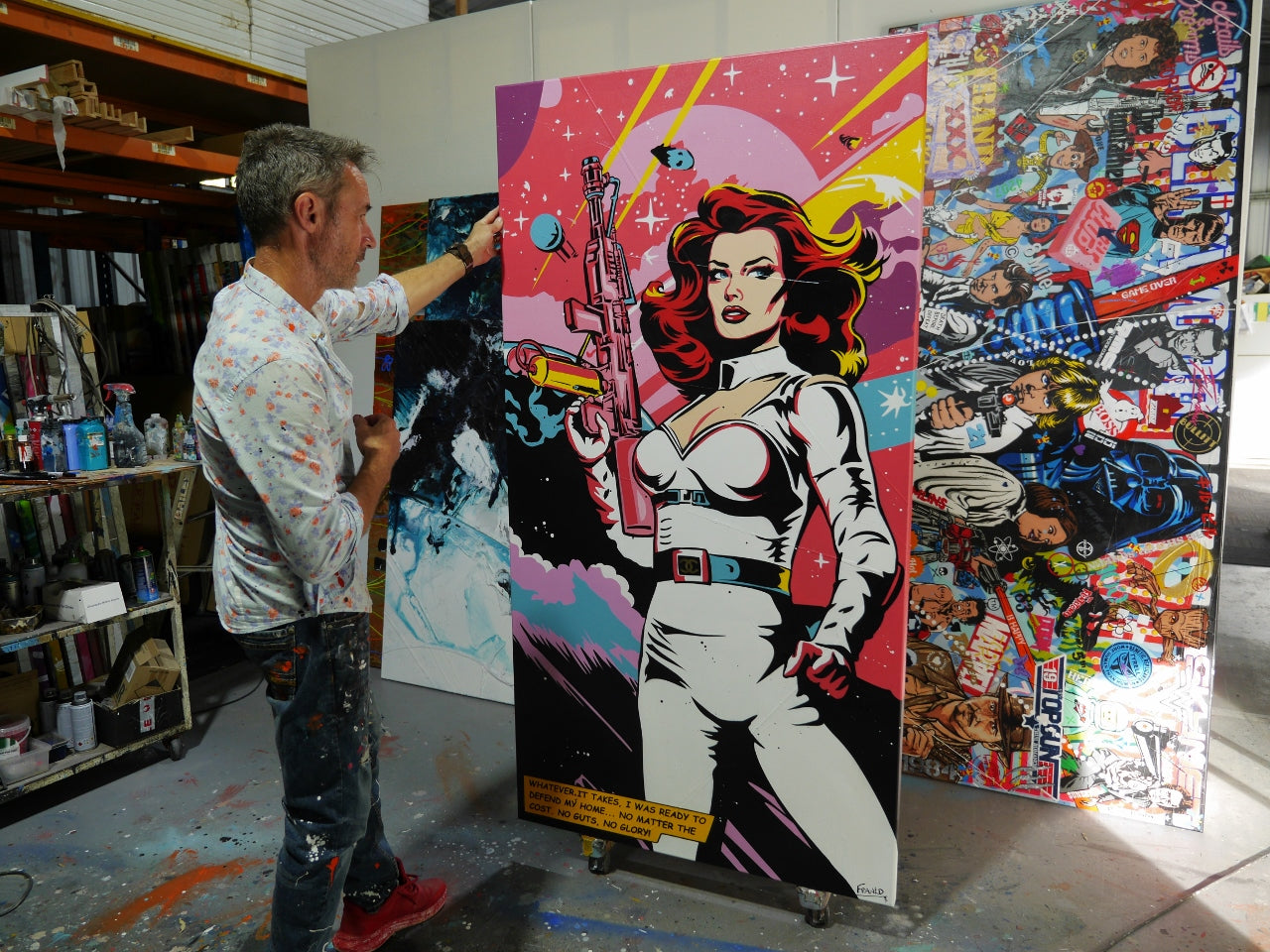 Interstellar Diva 190cm x 100cm Textured Space Ranger Classic Pop Art Canvas Wall Painting - Perfect for Living Room Decor, Bedroom Art & Modern Office Wall Decor