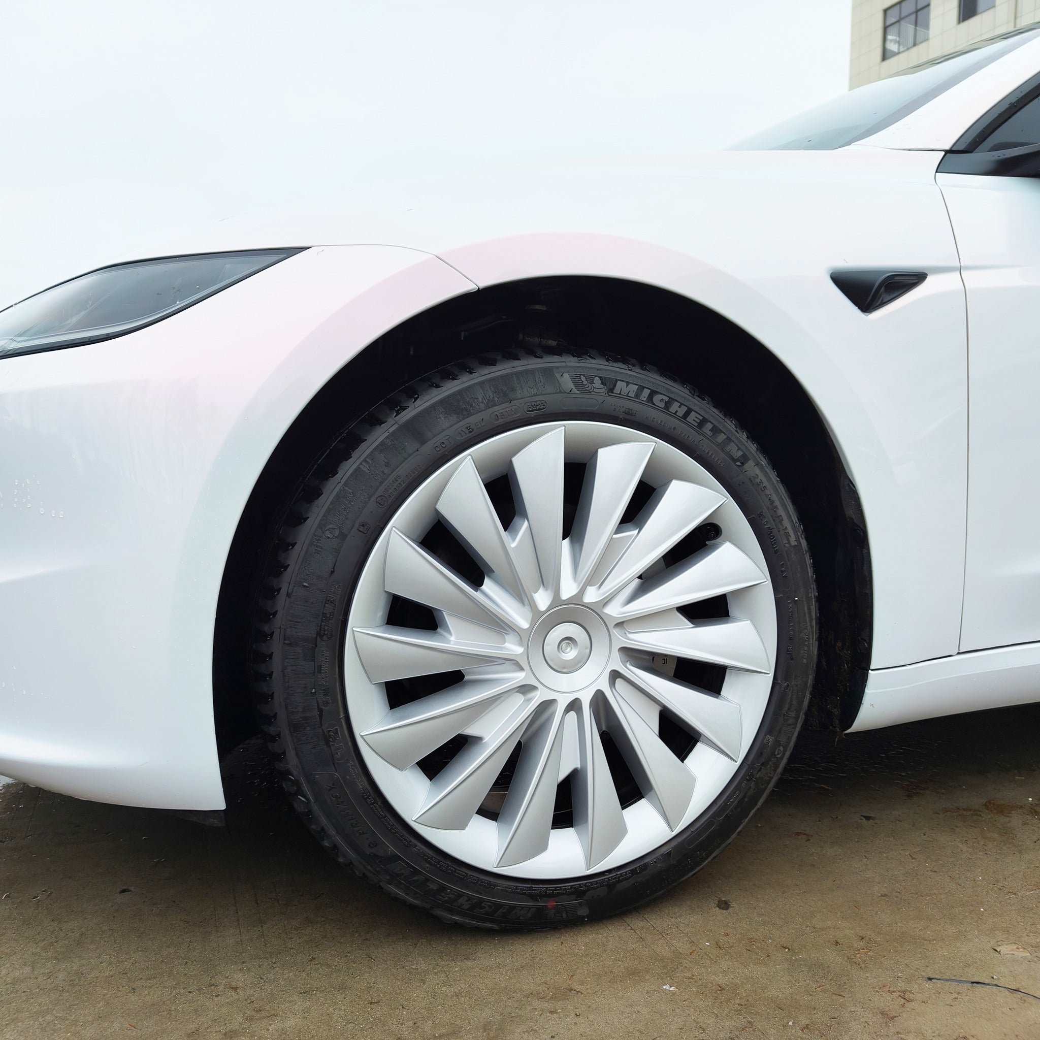 2024 Tesla Model 3 Highland 18'' Cyclone Hubcaps - Premium Wheel Covers for Enhanced Style & Protection (Perfect for Road Trips & Daily Commutes)