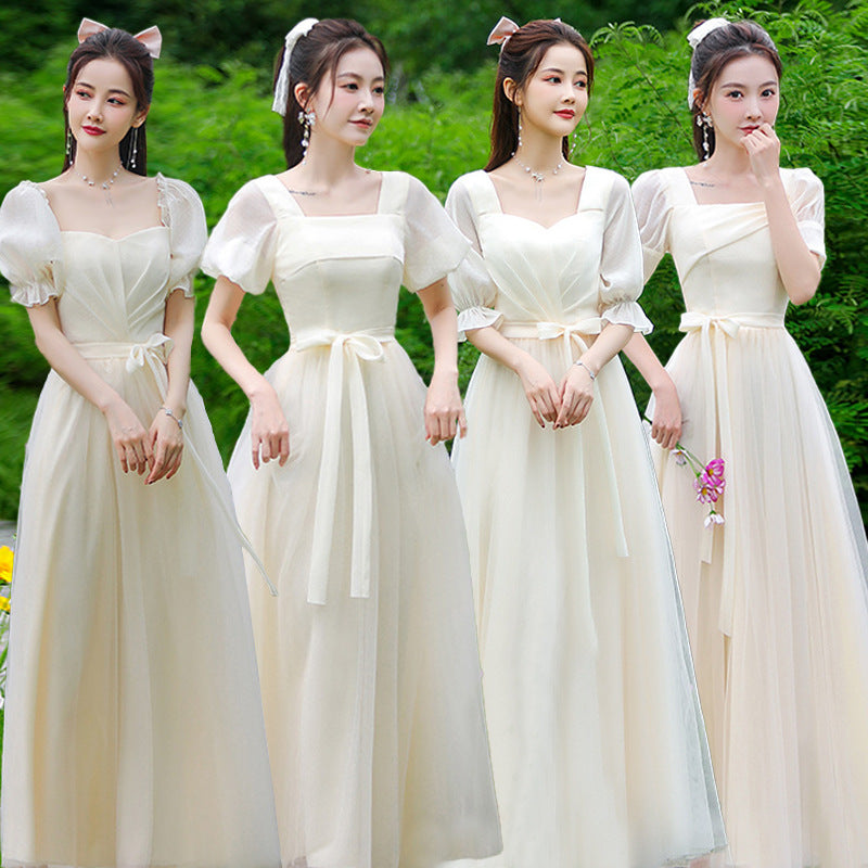 Elegant A-Line Champagne Bridesmaid Dress - Simple Long Prom Gown for Weddings & Formal Events - Style 521