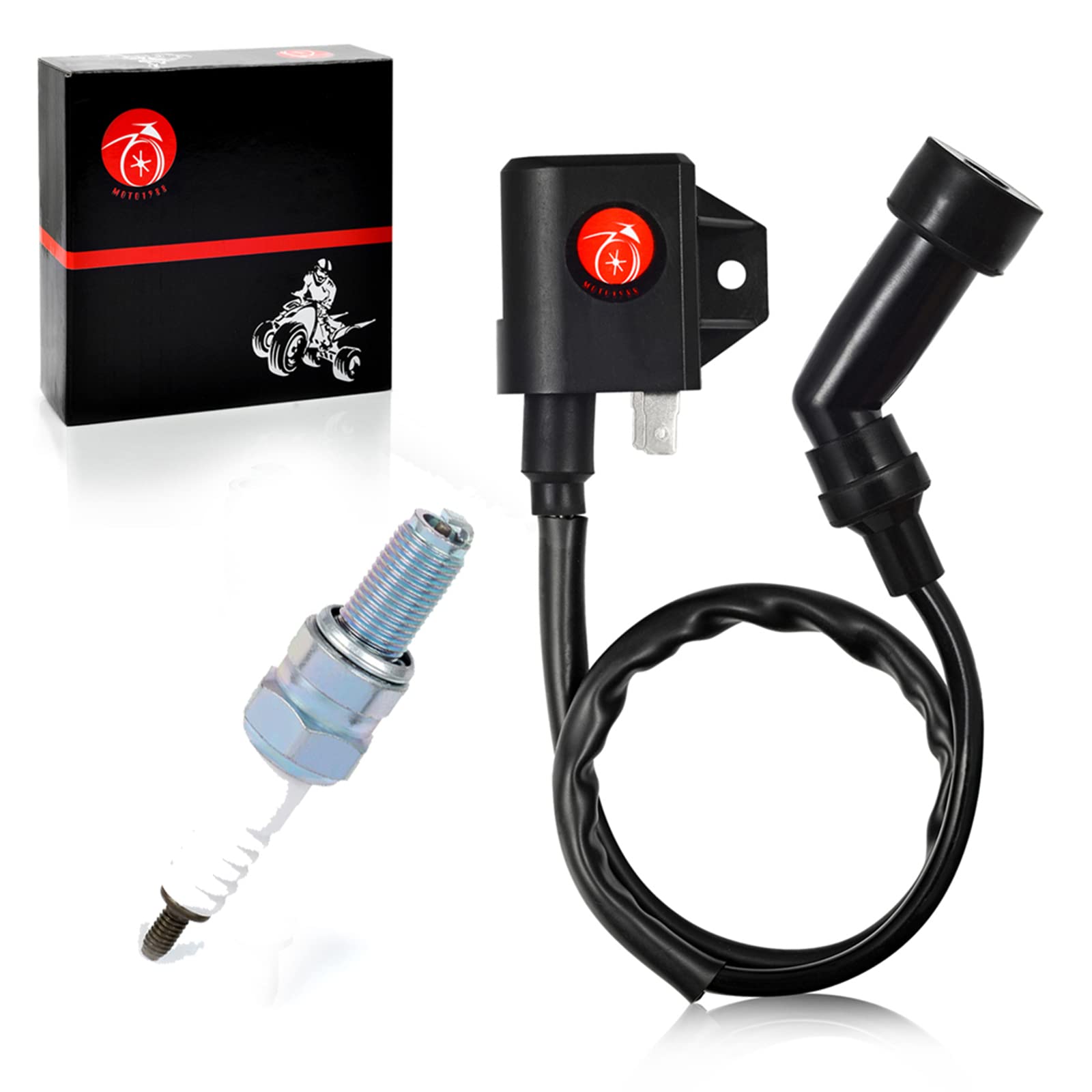 High-Performance MOTO1988 Ignition Coil & Spark Plug Compatible with Arctic Cat 400 (2003-2007) - Perfect for Off-Road Adventures & Snowmobile Maintenance
