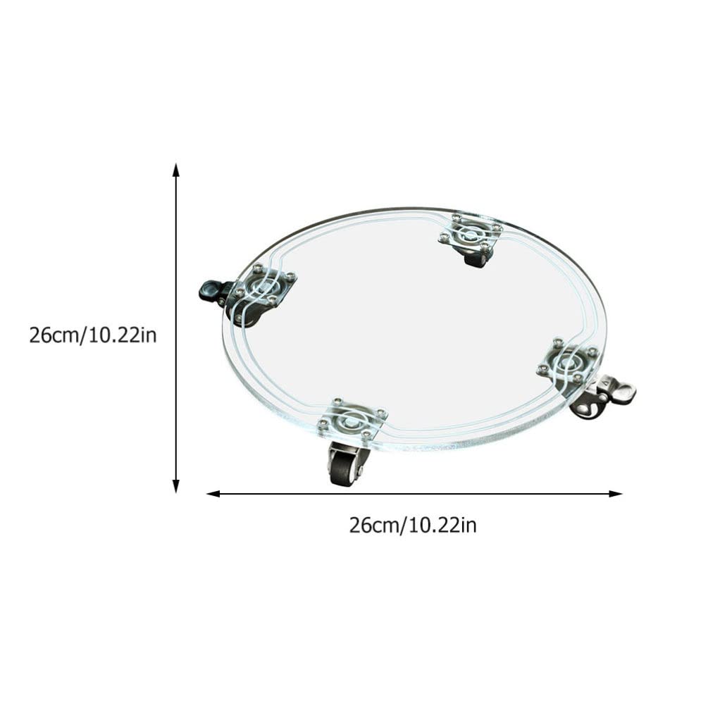 Happyyami Acrylic Flower Pot Base with Wheels - Round Plant Pot Holder Stand & Mover for Indoor/Outdoor Plants - Perfect for Moving Heavy Potted Plants on Hardwood Floors, Decks & Patios