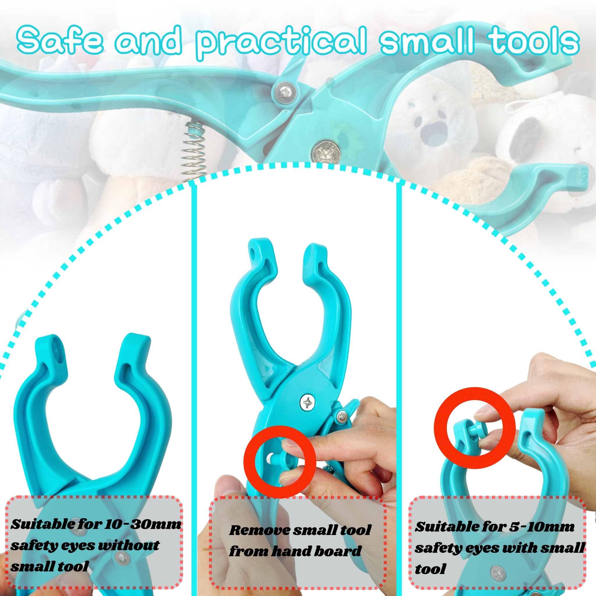 SPMKTQK Safety Eye Tool for Amigurumi Crochet - 5-30mm Eye Setting Pliers for Stuffed Animals & DIY Plush Toys (Blue) - Perfect for Crafting, Doll Making & Handmade Gifts