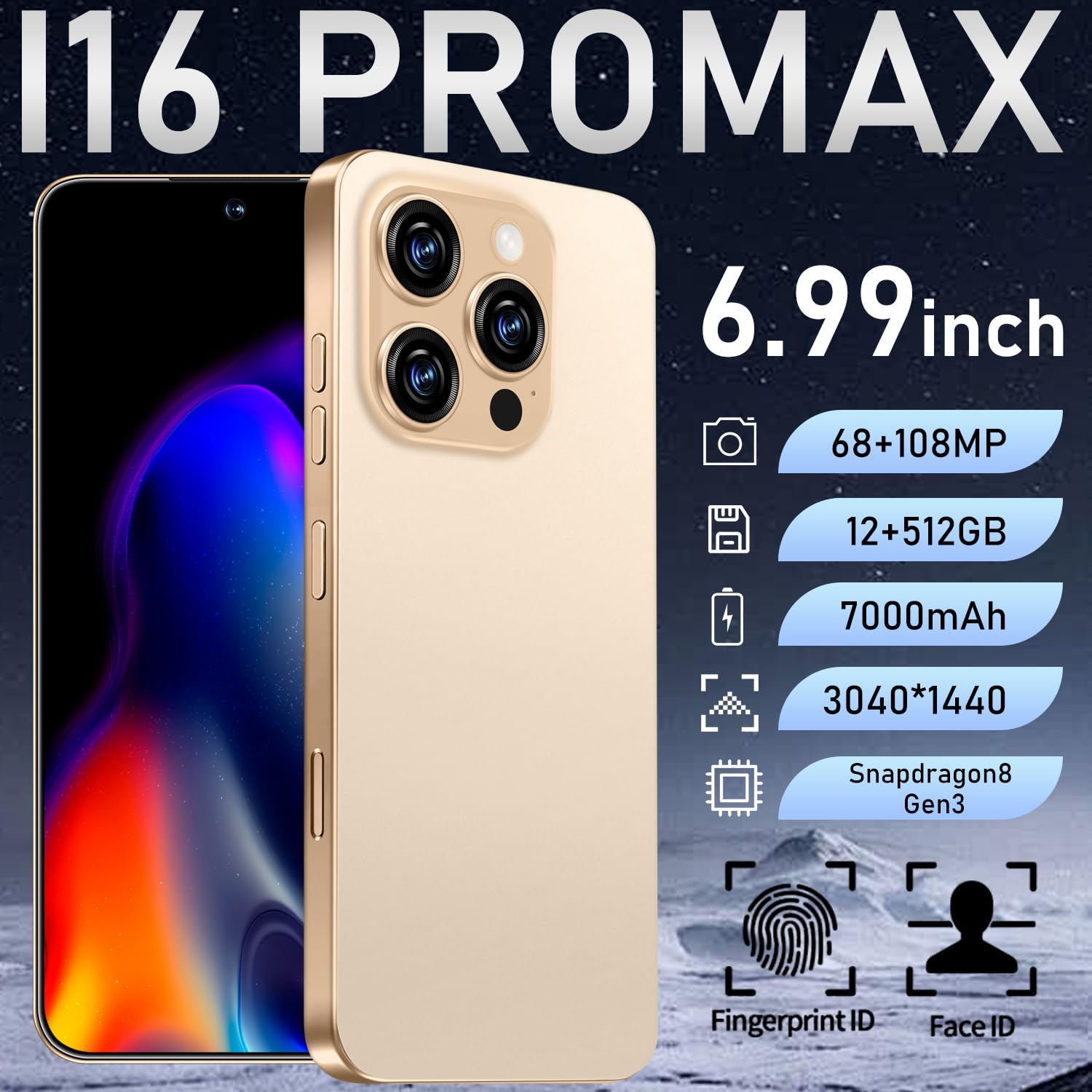 Unlocked I16 ProMax Smartphone - 6.99